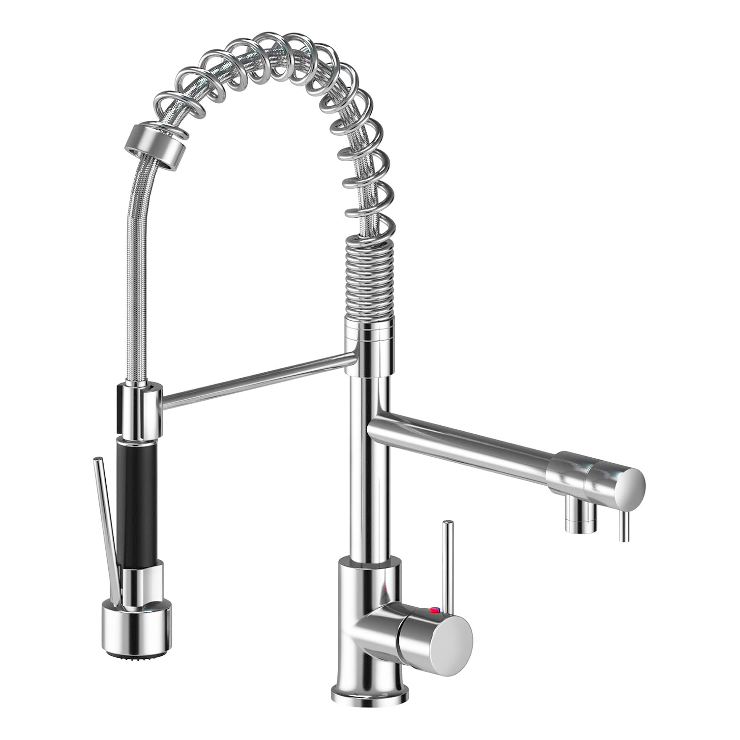 Eurospring Professional 2-in-1 Pull-Down Kitchen Mixer with Dedicated Filter-Water Tap — Stainless Steel, Chrome (EKM-11)