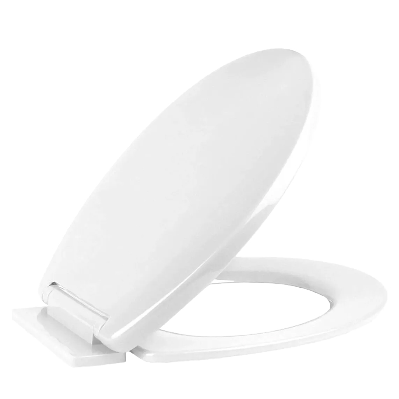 Eurospring SP-31 oval WC toilet seat with cover — replacement white thermoplastic seat with hinged cover for standard oval toilets