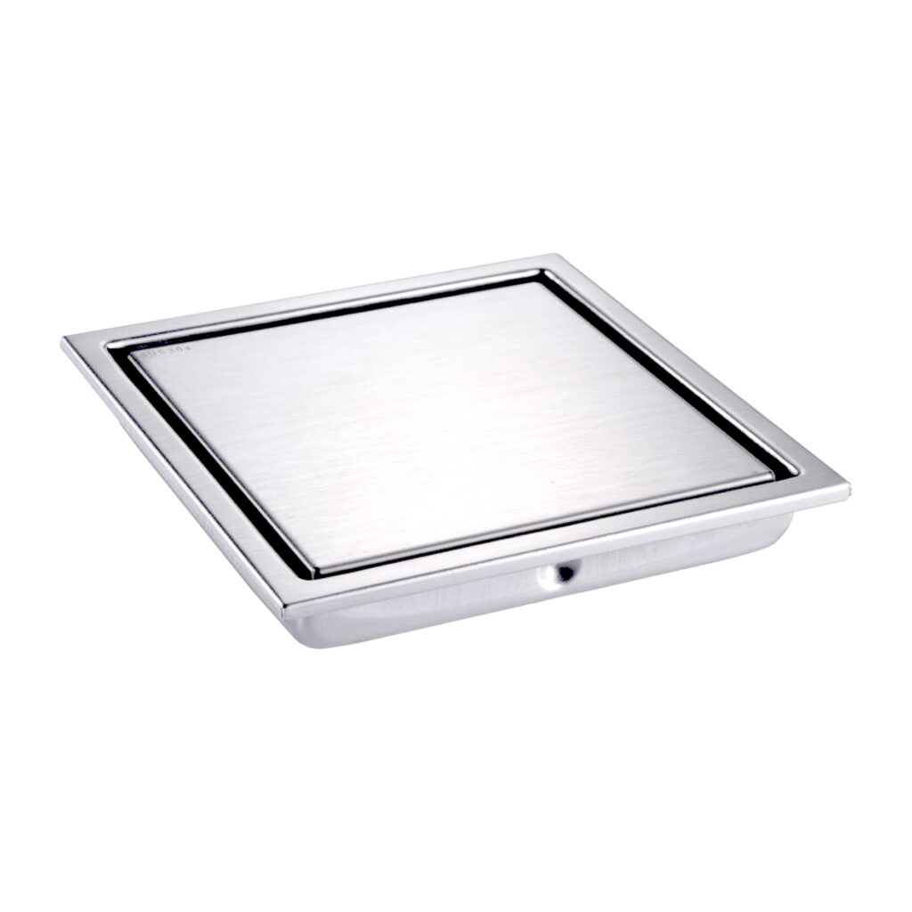 Eurospring SD-02 20x20cm brushed 304 stainless steel hidden-tile square floor drain