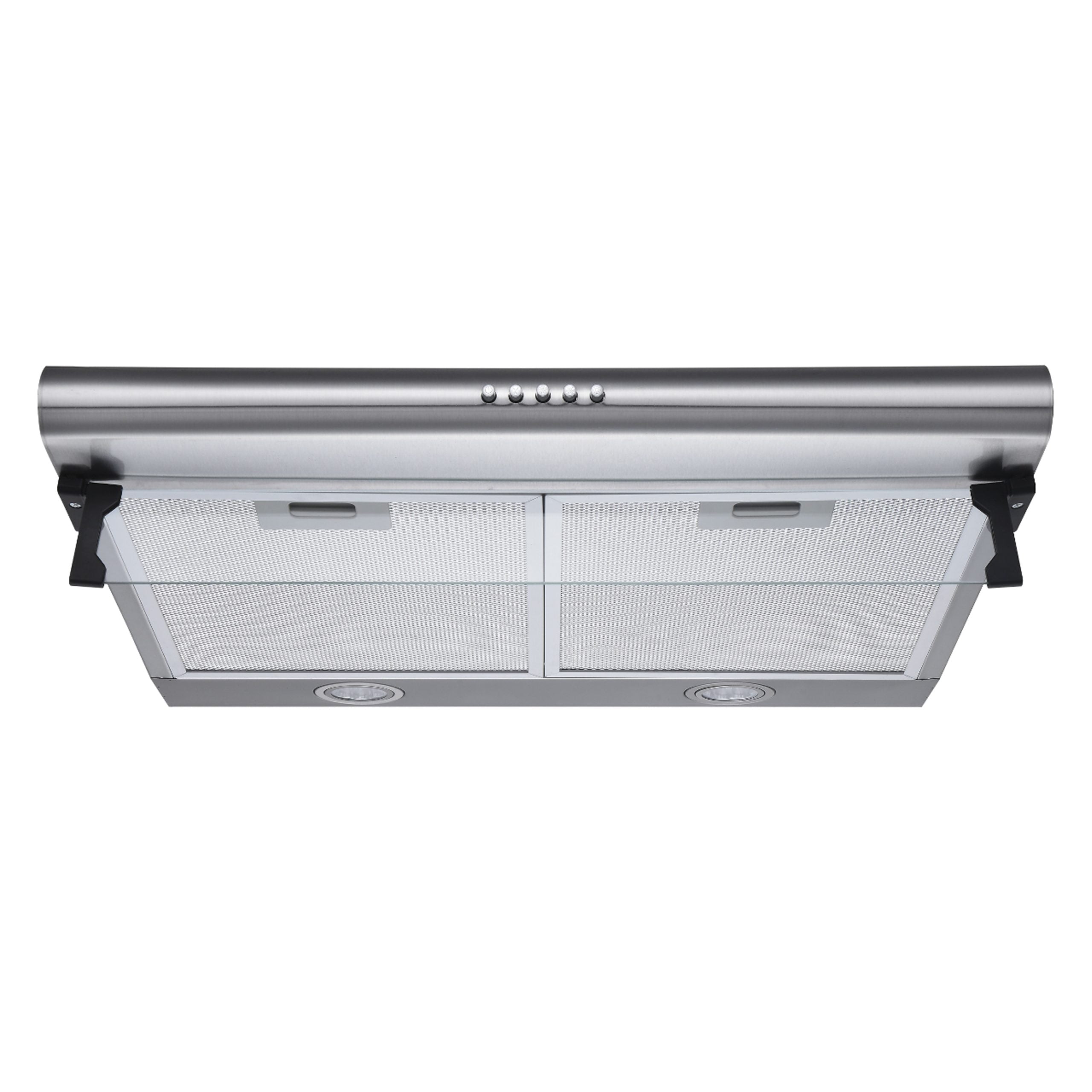 Brushed stainless steel Admore A-KH60S 60cm under-cabinet cooker hood with aluminum mesh filters, front view