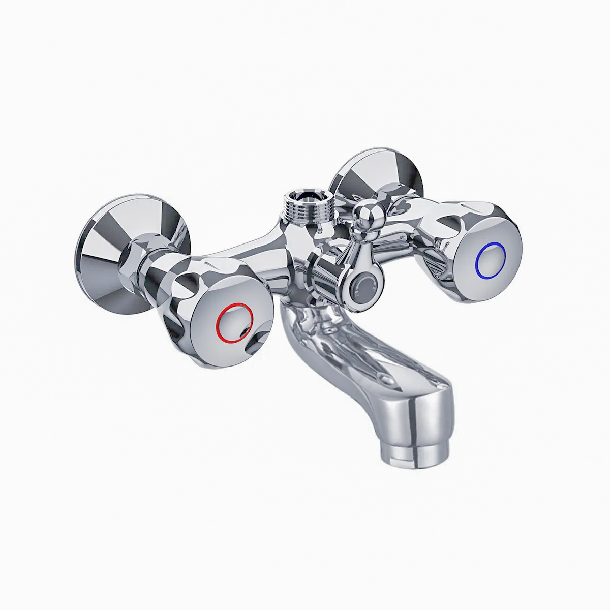 Eurospring SG-02 chrome double-handle wall-mounted shower mixer in chrome-plated zinc alloy