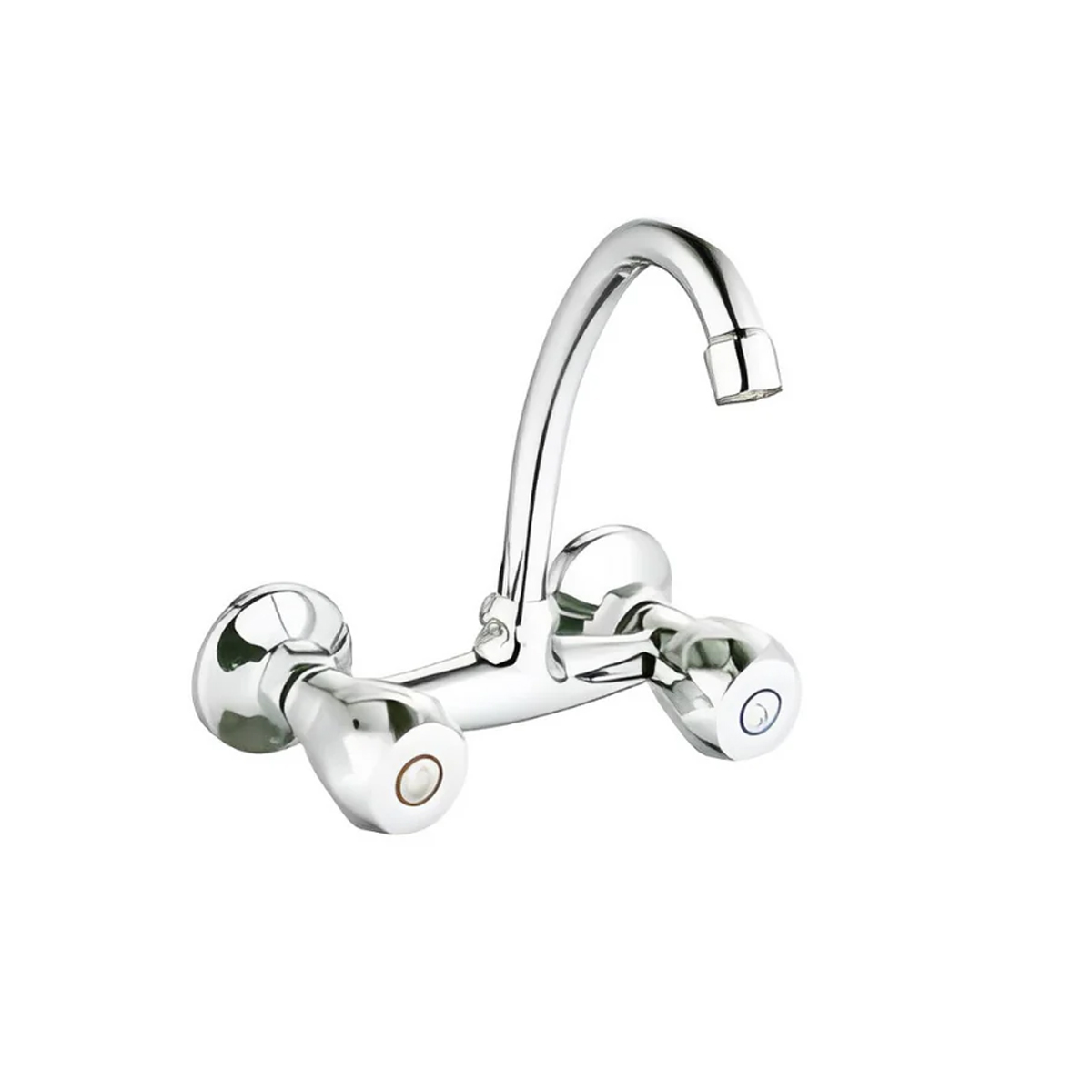 Eurospring SG-04 chrome double-handle wall-mounted sink mixer in chrome-plated zinc alloy