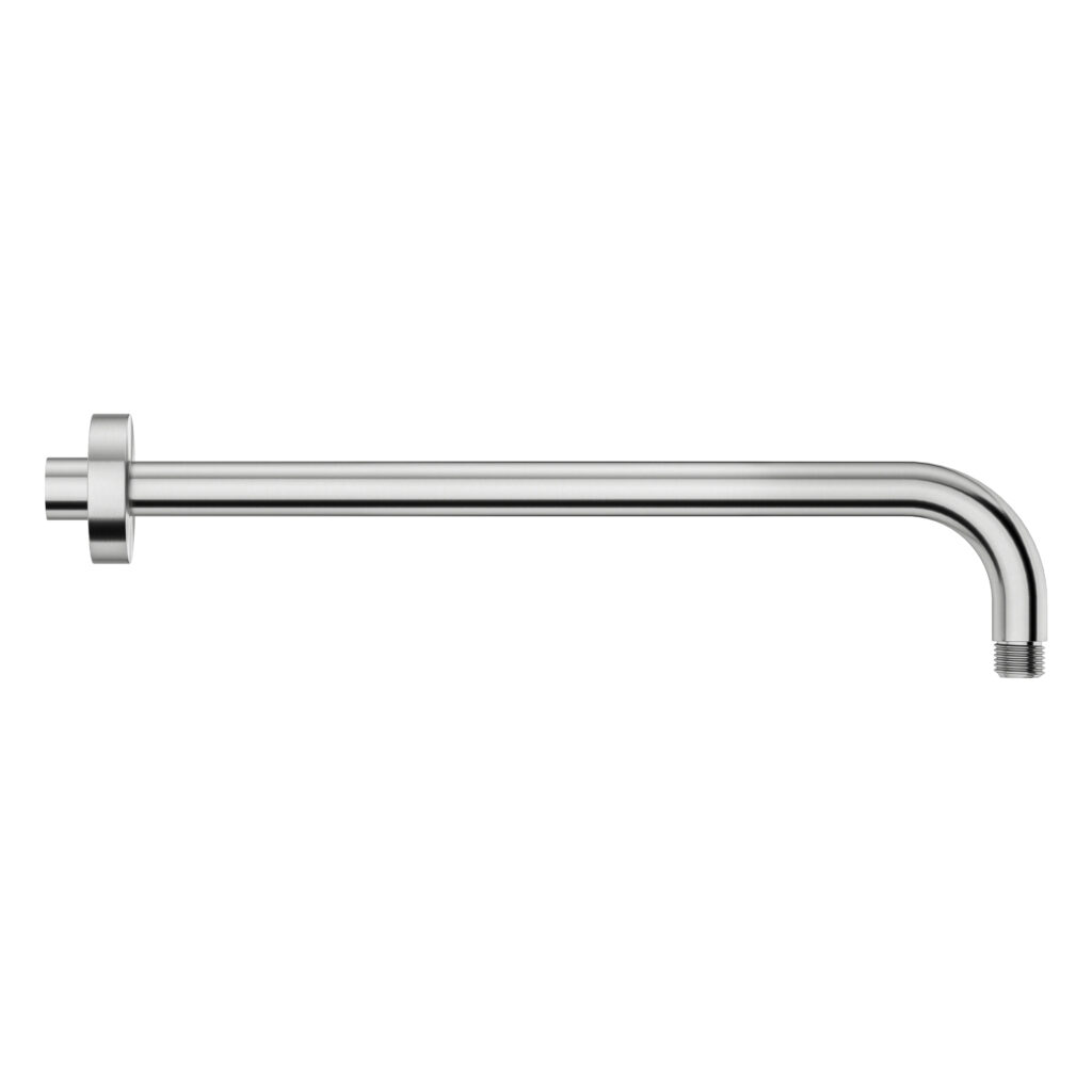 Eurospring SH-19 33cm round wall-mounted shower arm in polished chrome stainless steel — supports overhead rain shower heads, G 1/2 inch universal thread