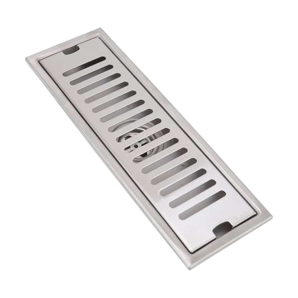 Eurospring SL-01 10x30cm brushed 304 stainless steel linear shower floor drain with modern grate design