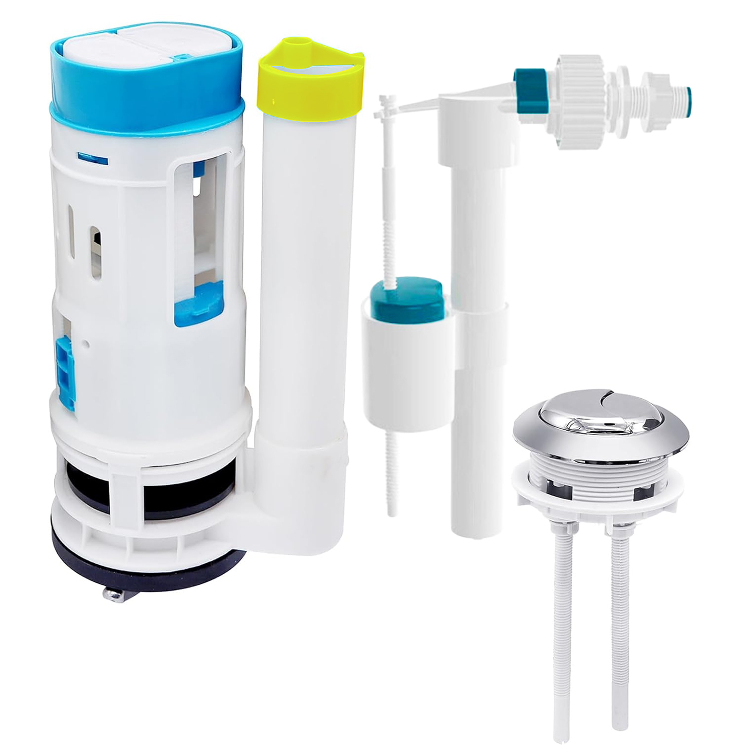 Eurospring SP-21 dual-flush WC cistern mechanism with side inlet — water-saving full/half flush valve assembly, side-fed sibling of SP-20