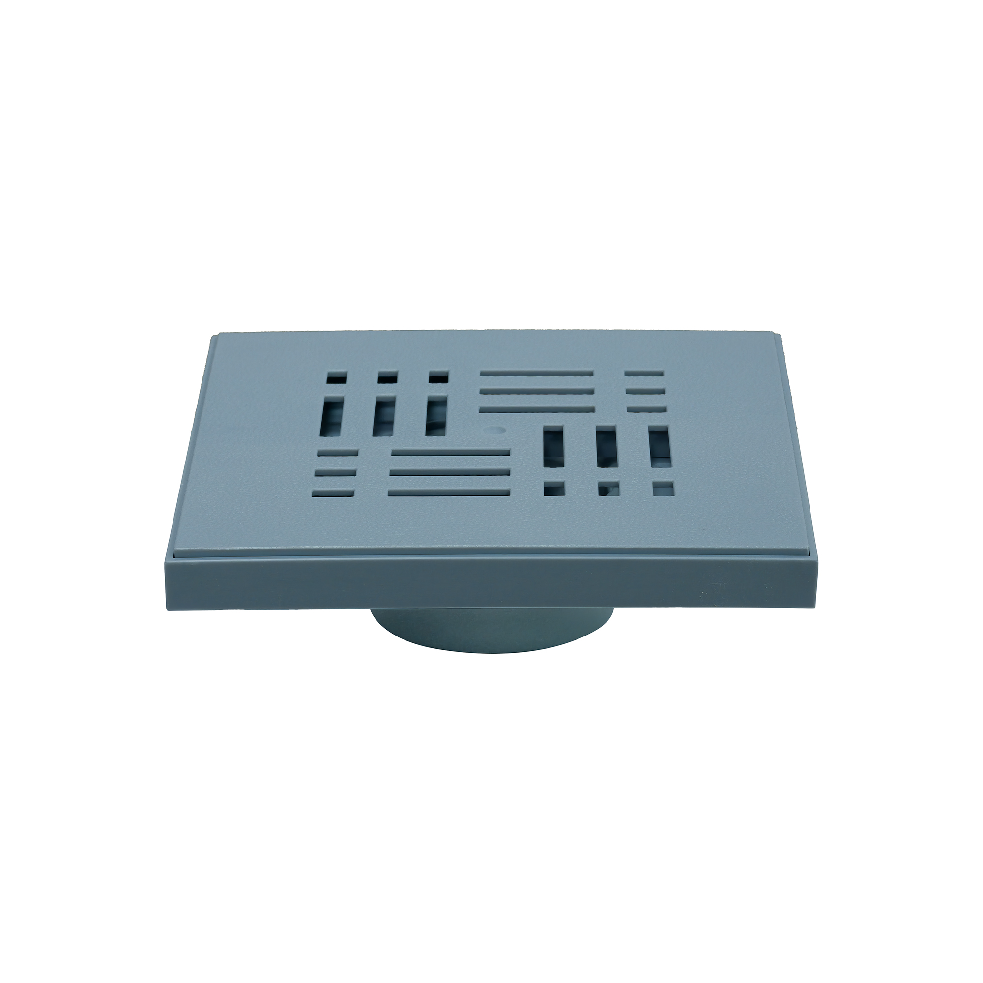 Eurospring SP-24 10x10cm grey PVC square floor drain — compact ground-installed drain plate for tight bathroom or kitchen spaces