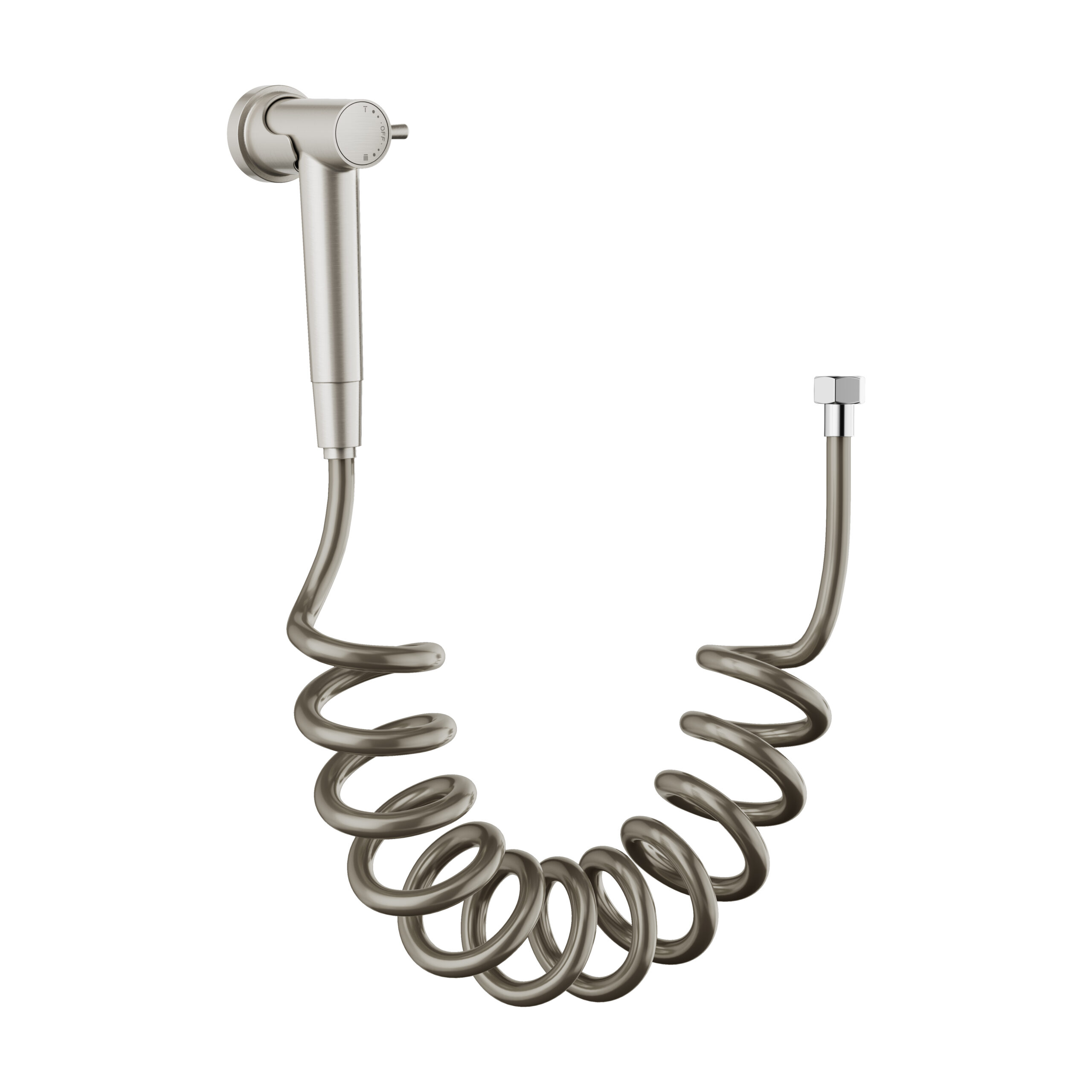 Eurospring Brushed-Nickel Shattaf Spray Gun Set with Magnetic Docking and 1.5 m Spiral Hose (SQ-03)