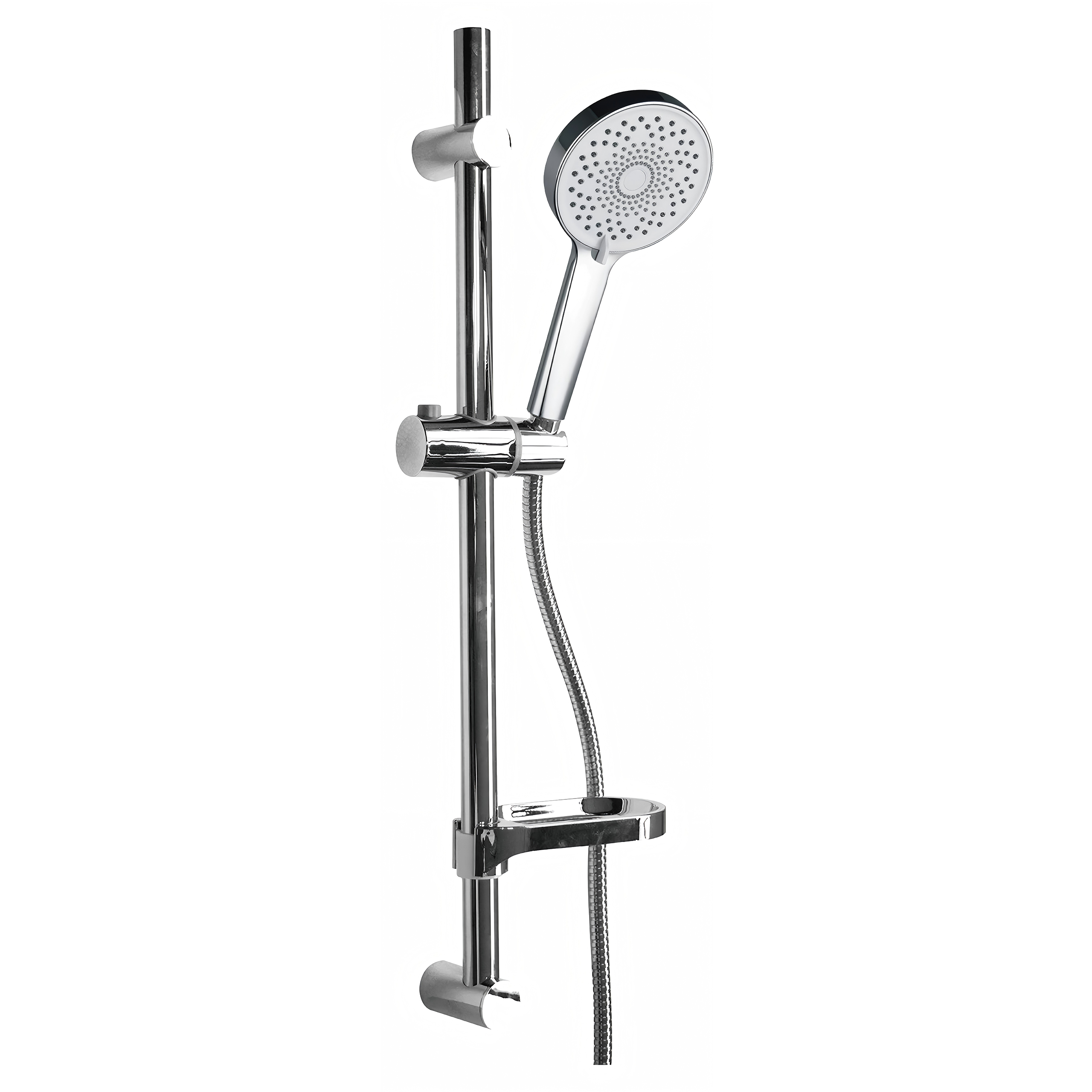 Eurospring Round Hand Shower Slide-Bar Kit with Hose and Soap Dish — Chrome (SQ-033)