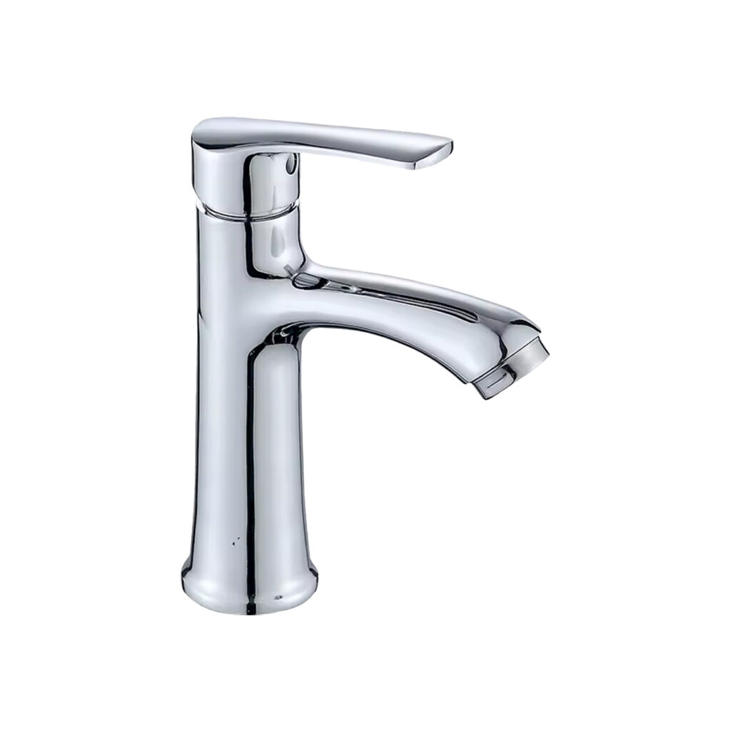 Eurospring SS-01 chrome single-lever deck-mounted basin mixer in chrome-plated zinc alloy