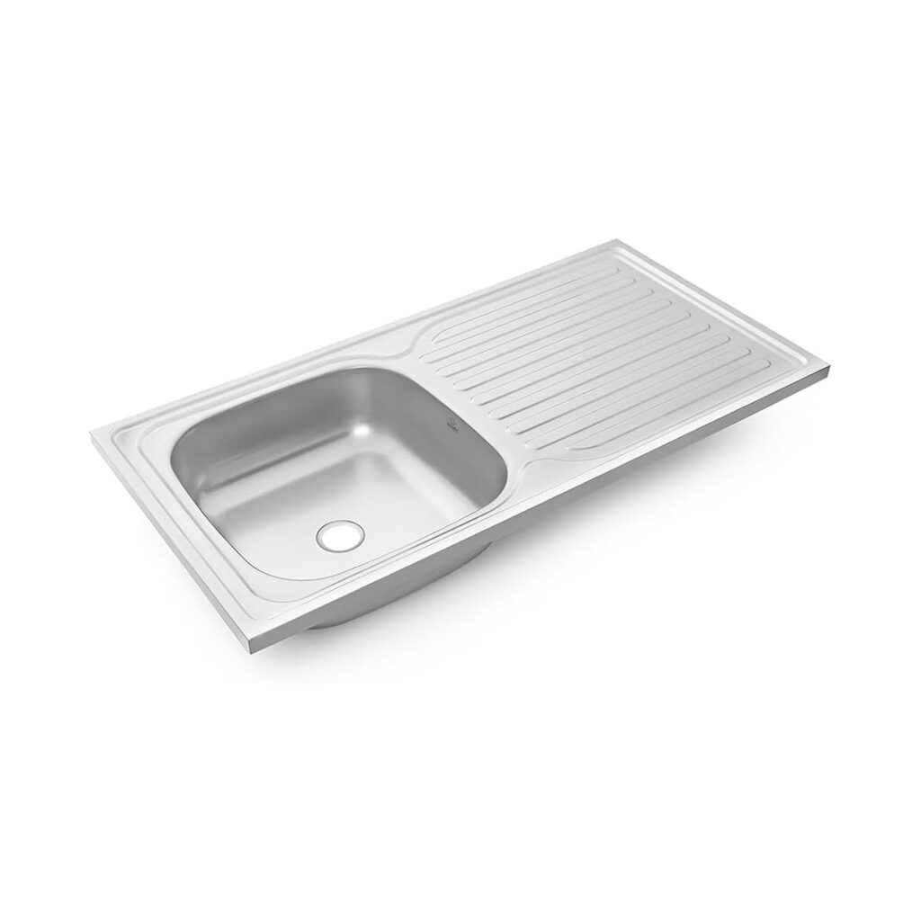 Eurospring SS-02 1000x500x150mm single-bowl 304 stainless steel kitchen sink with drain tray, 2mm thickness, top-mount drop-in