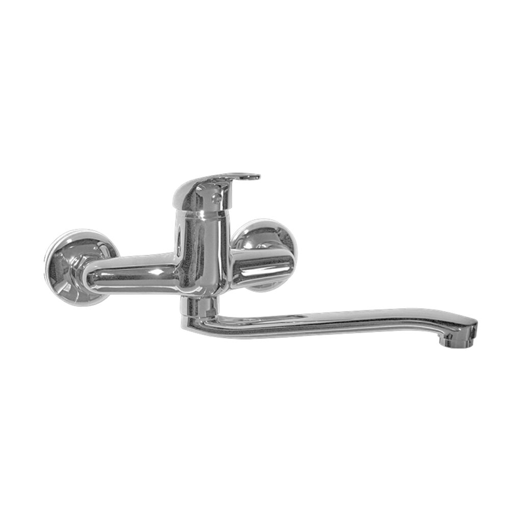 Eurospring SS-05 chrome single-lever wall-mounted sink mixer in chrome-plated zinc alloy
