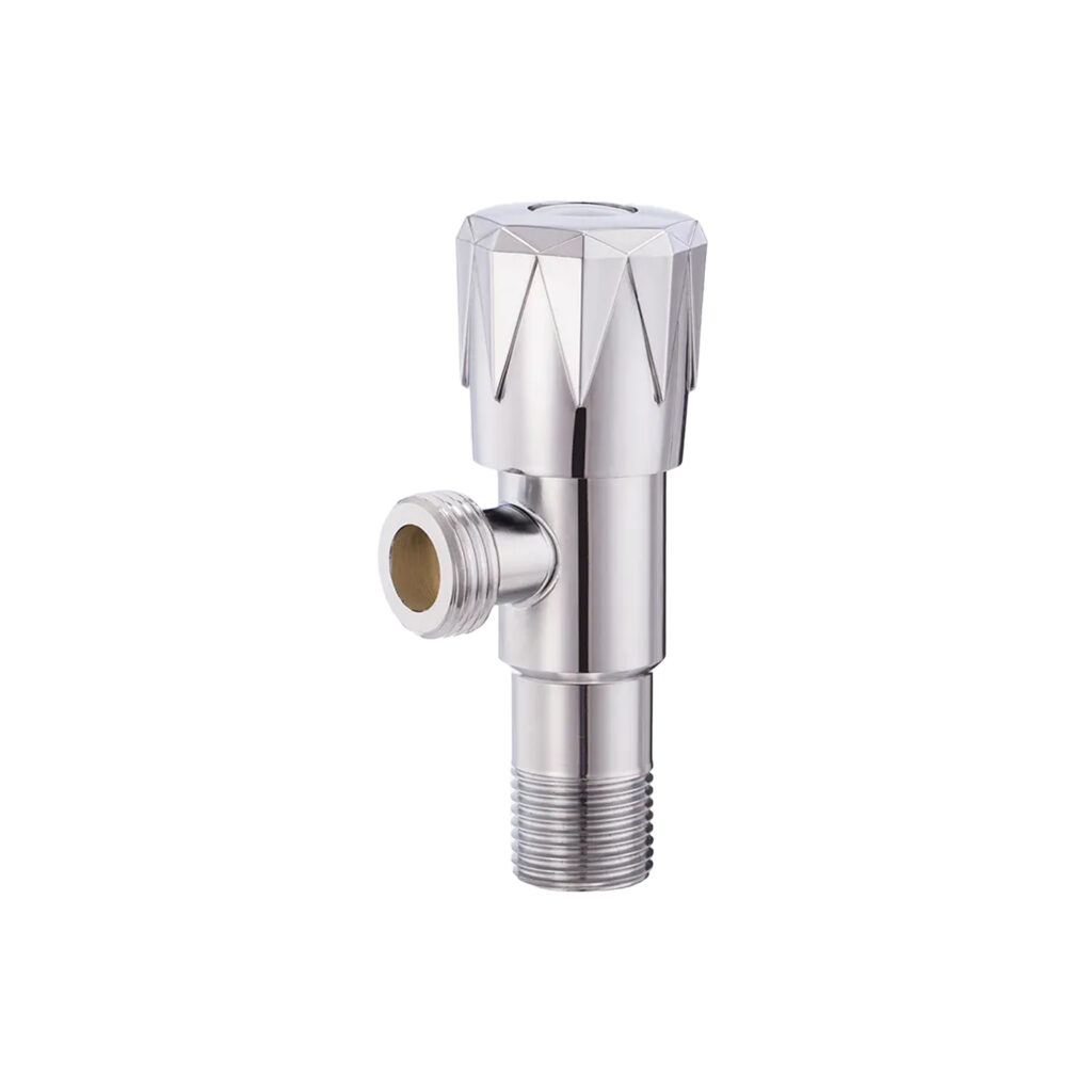 Eurospring SV-02 1/2 inch x 1/2 inch chrome-plated brass angle valve with single-handle quarter-turn control