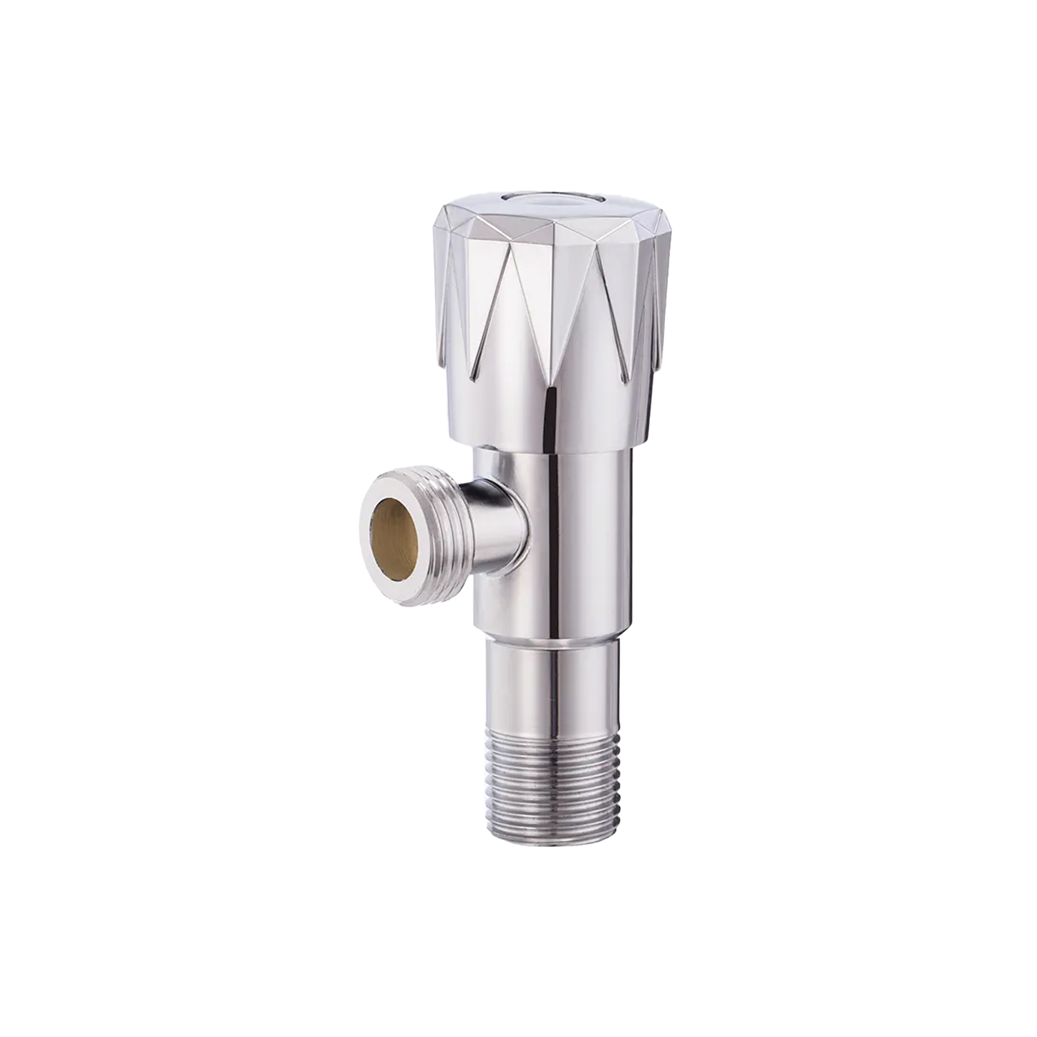 Eurospring SV-02 1/2 inch x 1/2 inch chrome-plated brass angle valve with single-handle quarter-turn control