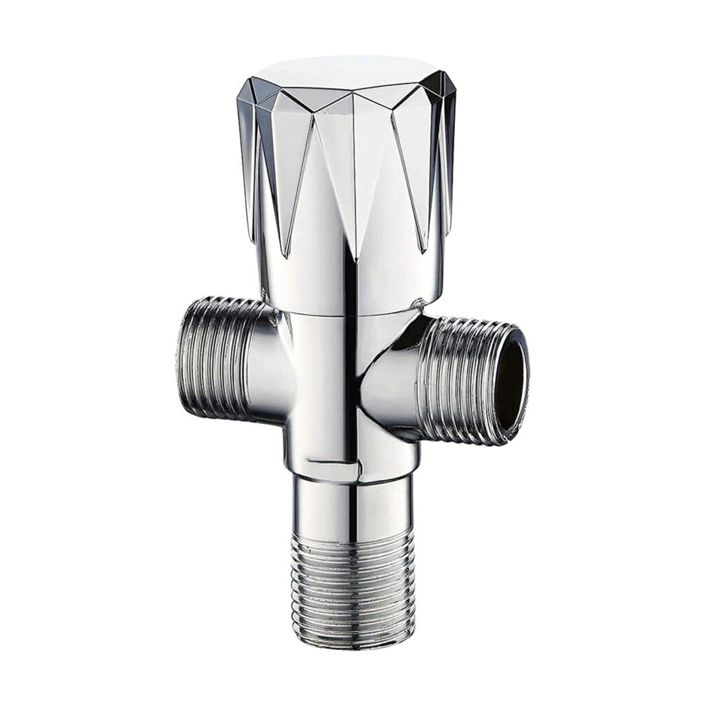 Eurospring SV-05 1/2 inch chrome-finish 304 stainless steel double angle valve with single-handle control