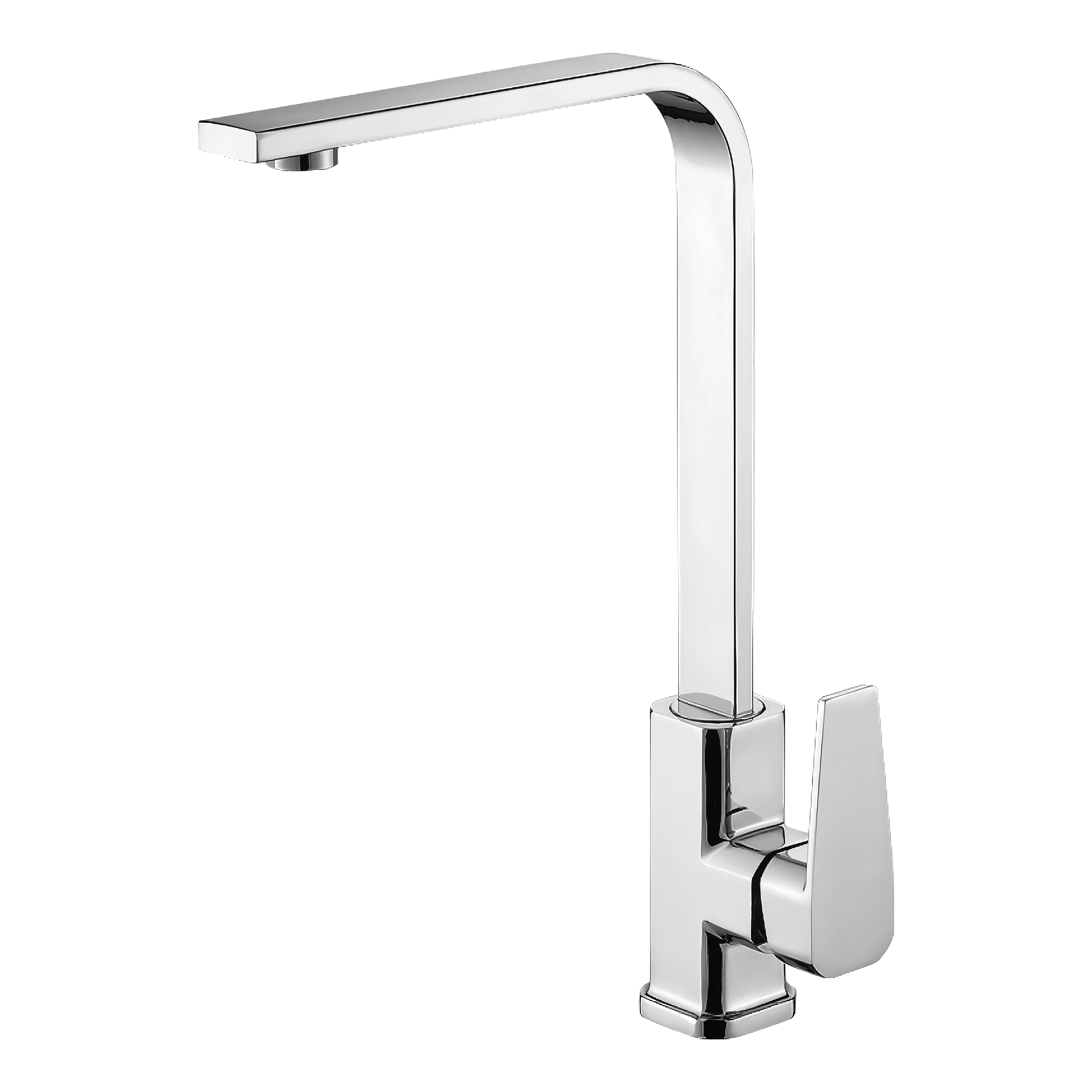 Eurospring Modern Square Kitchen Mixer Tap with 360° Swivel L-Spout — Solid Brass, Chrome (E-BM4)