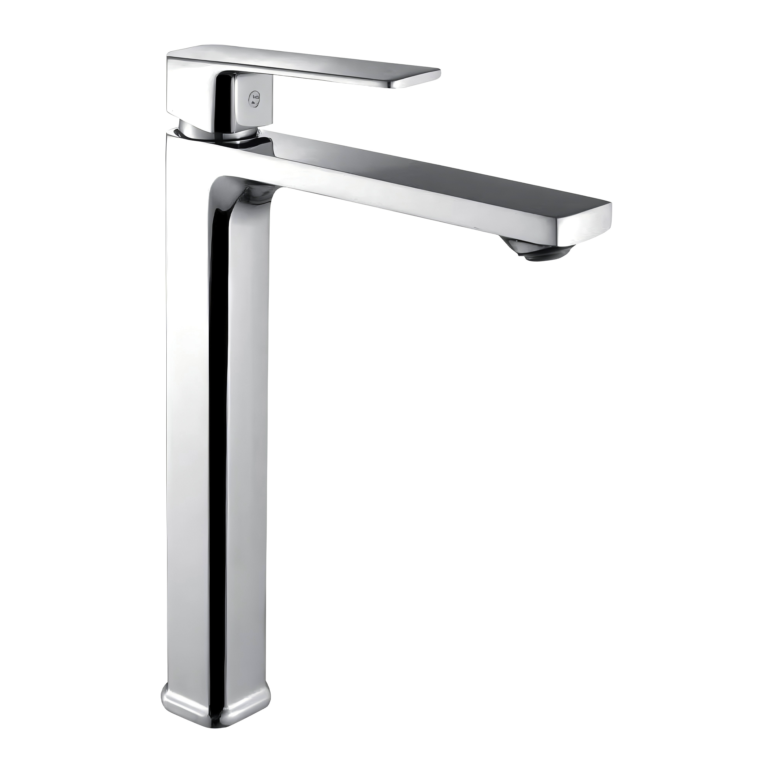 Eurospring Modern High-Rise Square Basin Mixer Tap for Vessel Sinks — Solid Brass, Chrome (E-BM2)