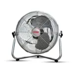 Khaleegia KD-30 12-inch chrome high-velocity floor fan with three aluminum blades on a wide chrome tubular floor cradle, front view
