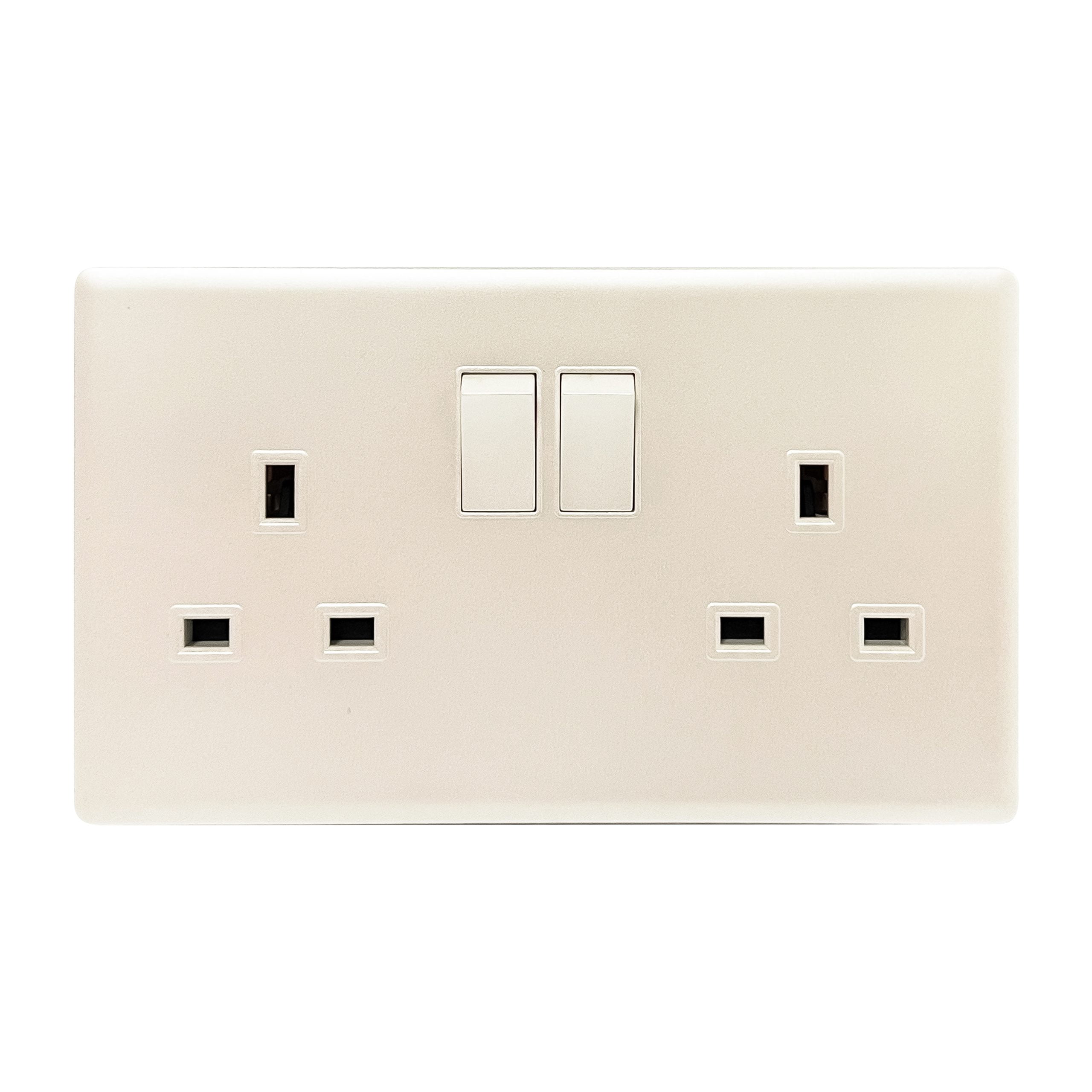 Admore 13A 2 Gang Switched Socket — Elegant Range Pearl White (PP406)