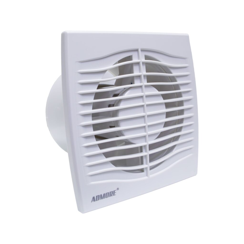 Roska R-AU6 6-inch wall-mount exhaust fan with 5 PVC blades and white square front grille