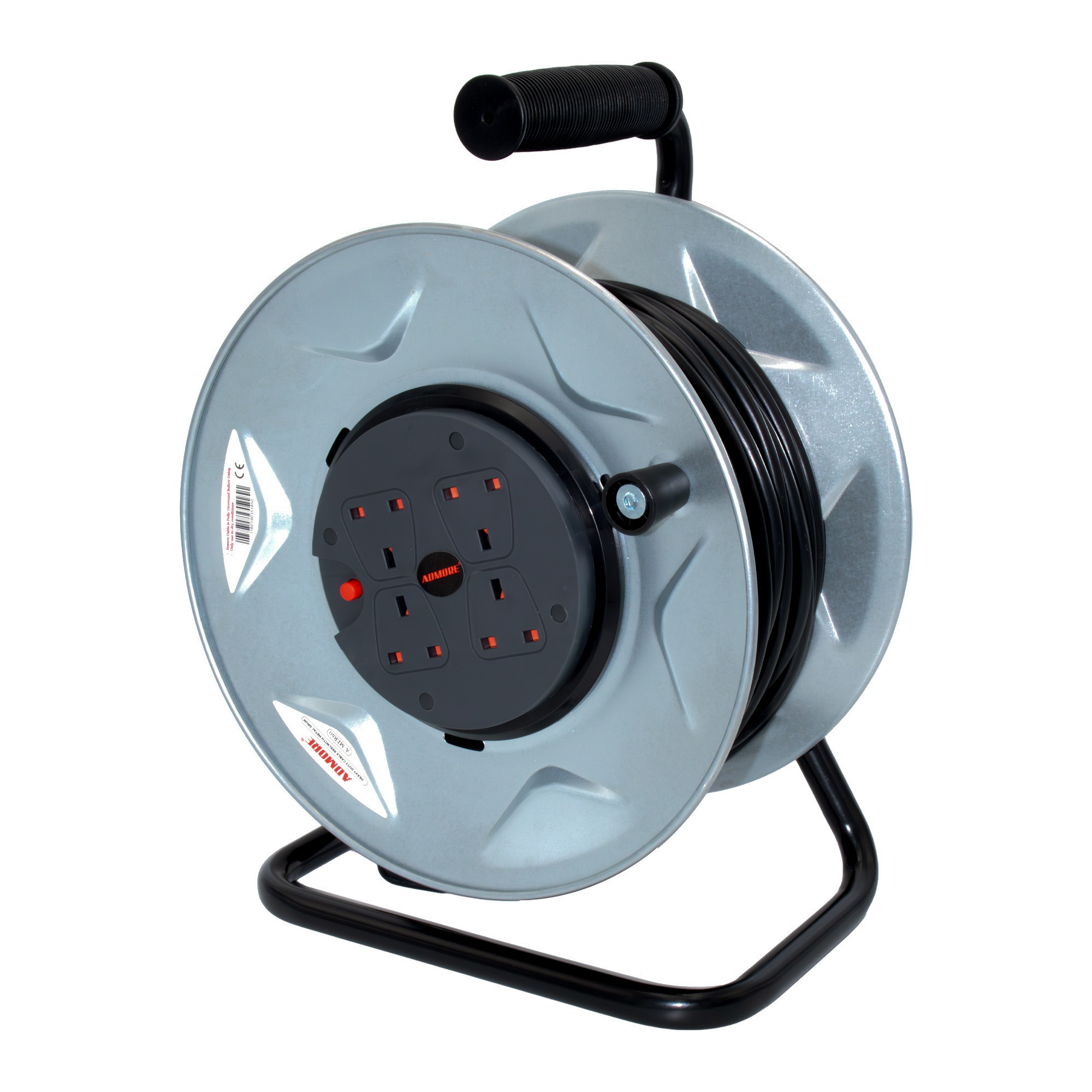 A-MER50 | Admore Heavy Duty 4 Gang Metal Drum Retractable Extension Socket (50 Meters)