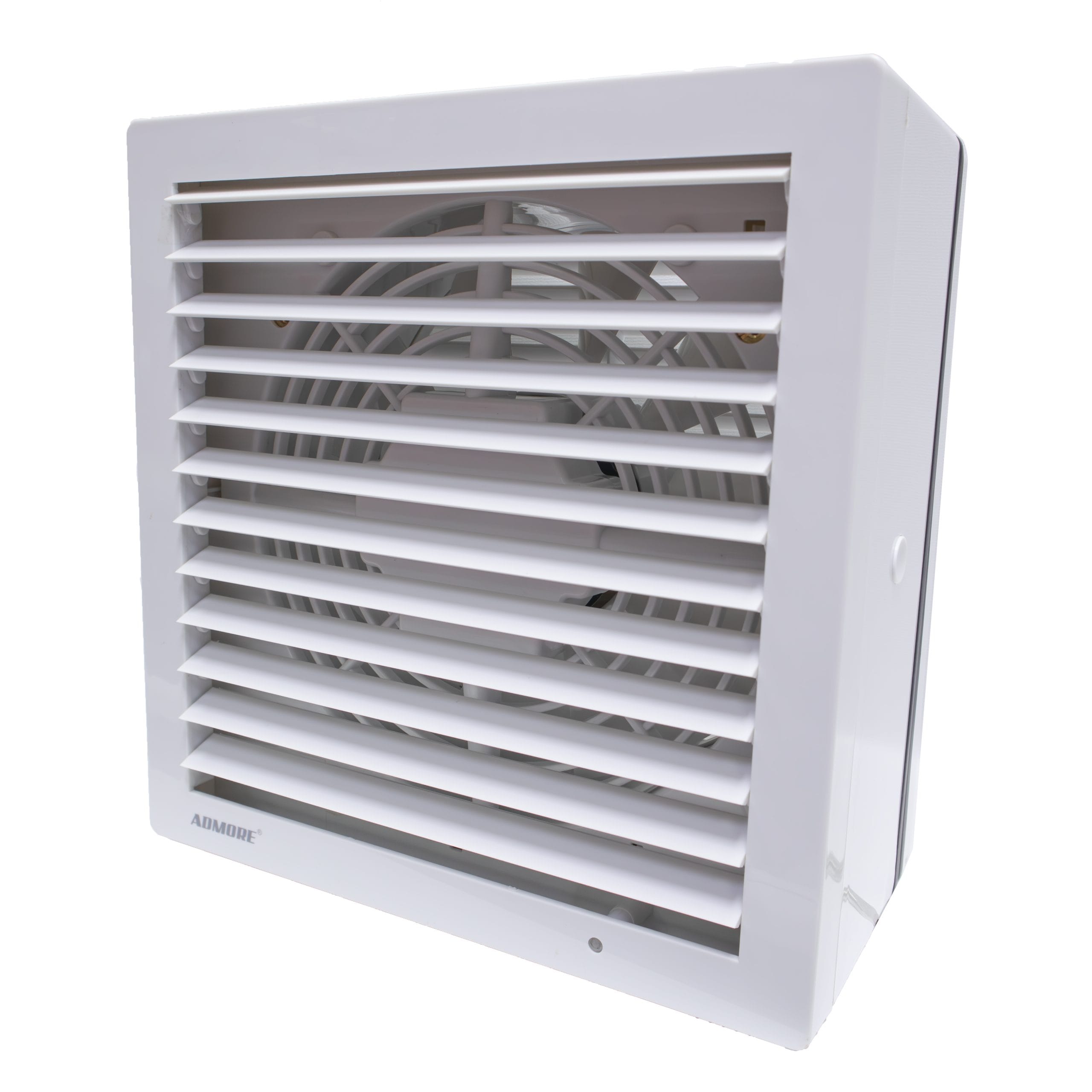 Admore 6" Square Glass Exhaust Fan — Auto Double Shutter, 176 CFM (A-T6)