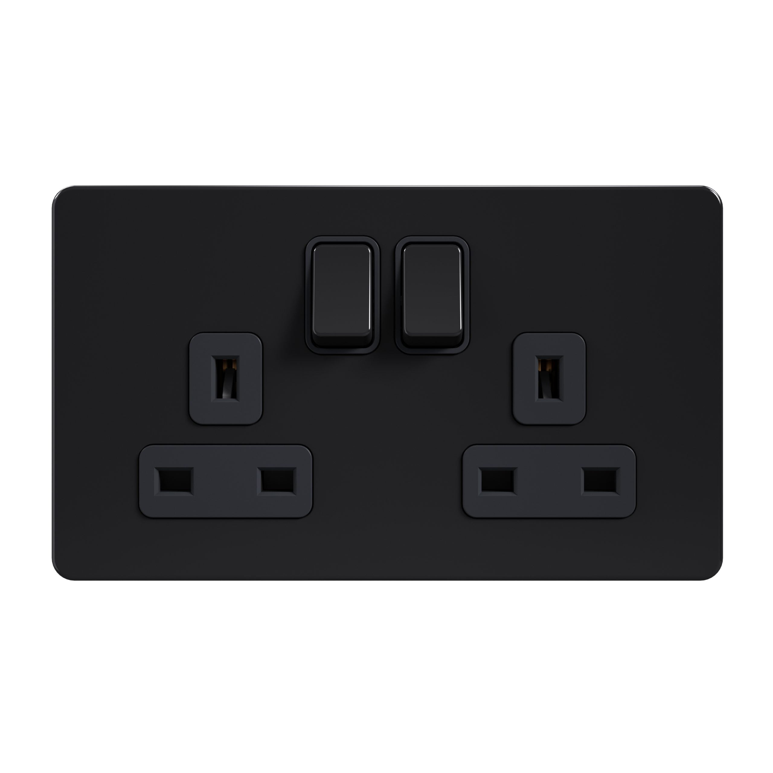 Admore 13A 2 Gang Switched Socket — Black Nickel Metal Series (AB406)