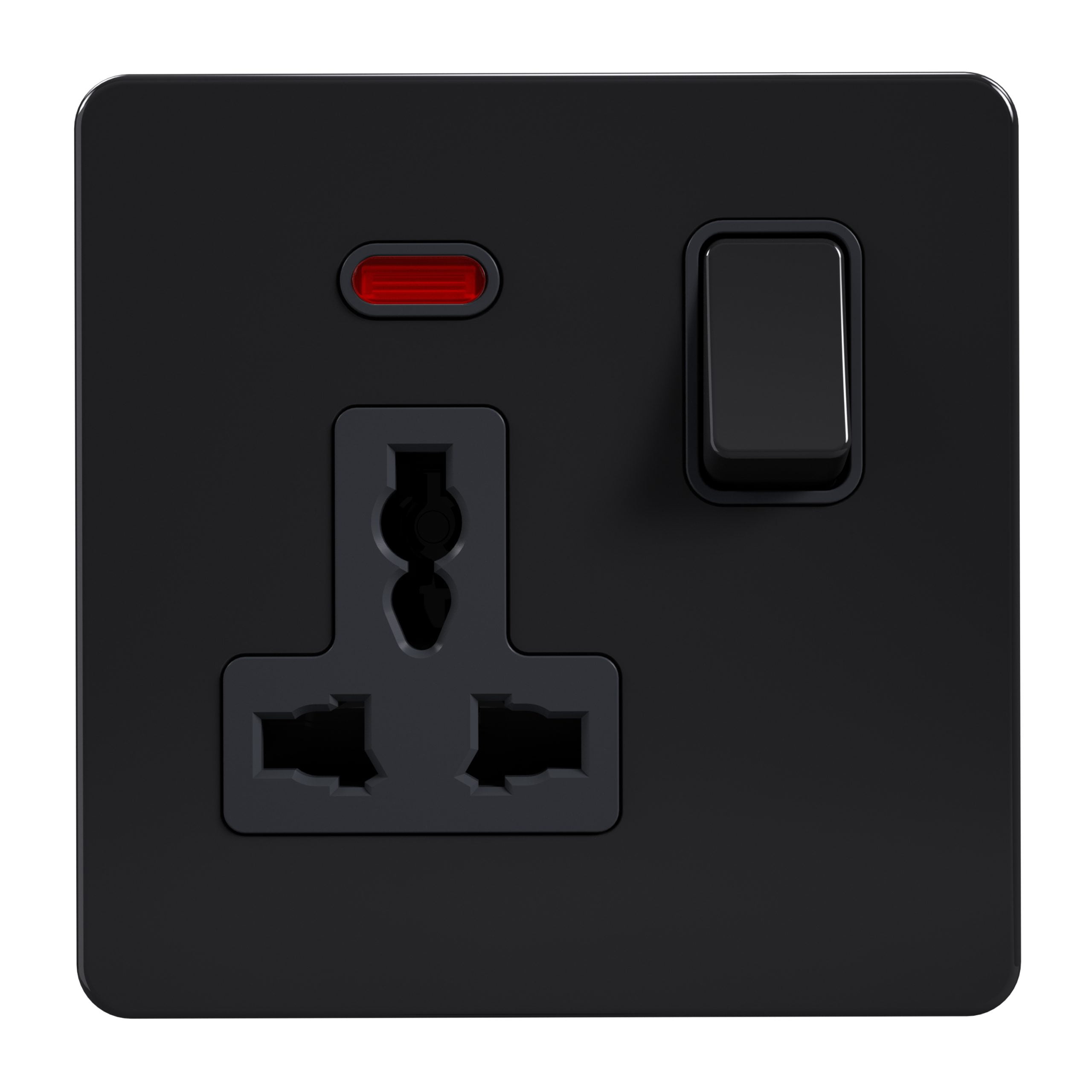 Admore 13A 1 Gang Switched Multi-Function Socket — Black Nickel Metal Series (AB0322)