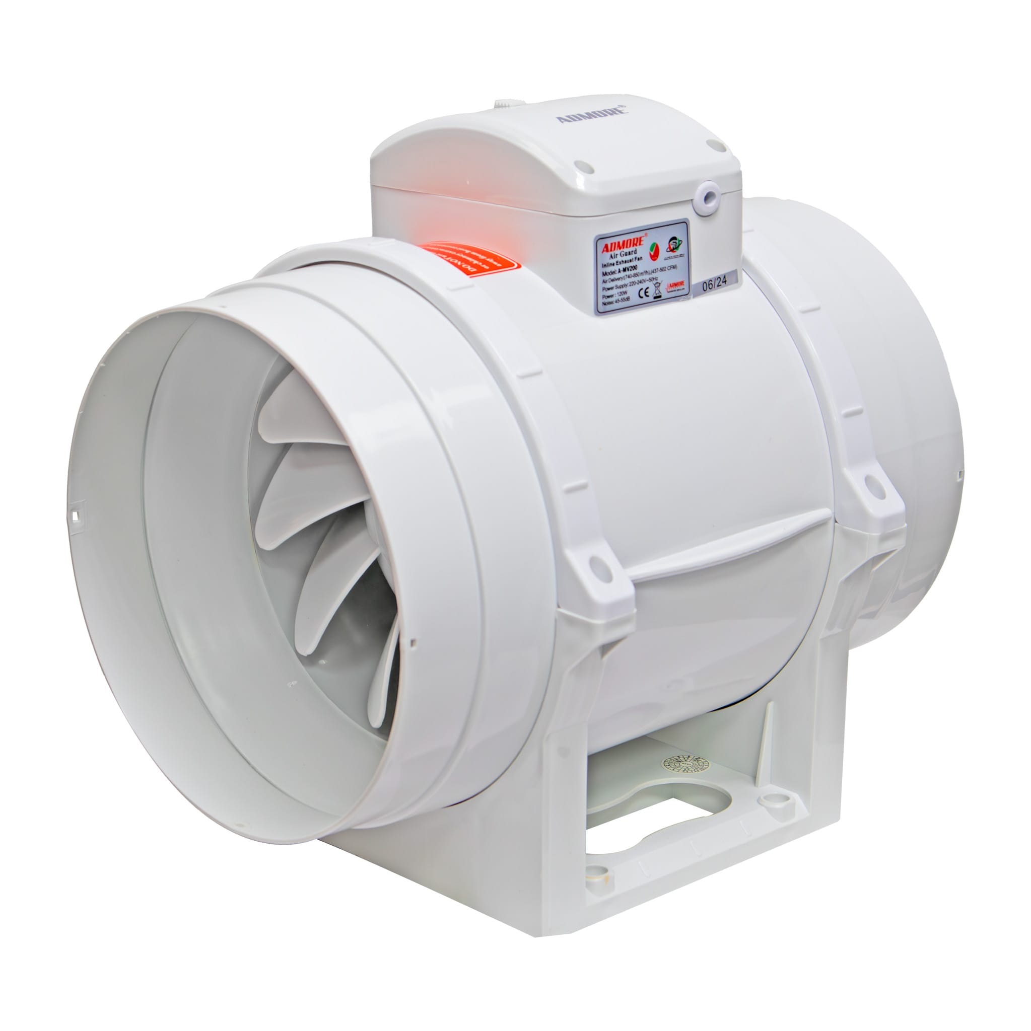 Admore 8" Mixflow Inline Duct Fan — 2-Speed, 502 CFM (AMV200)