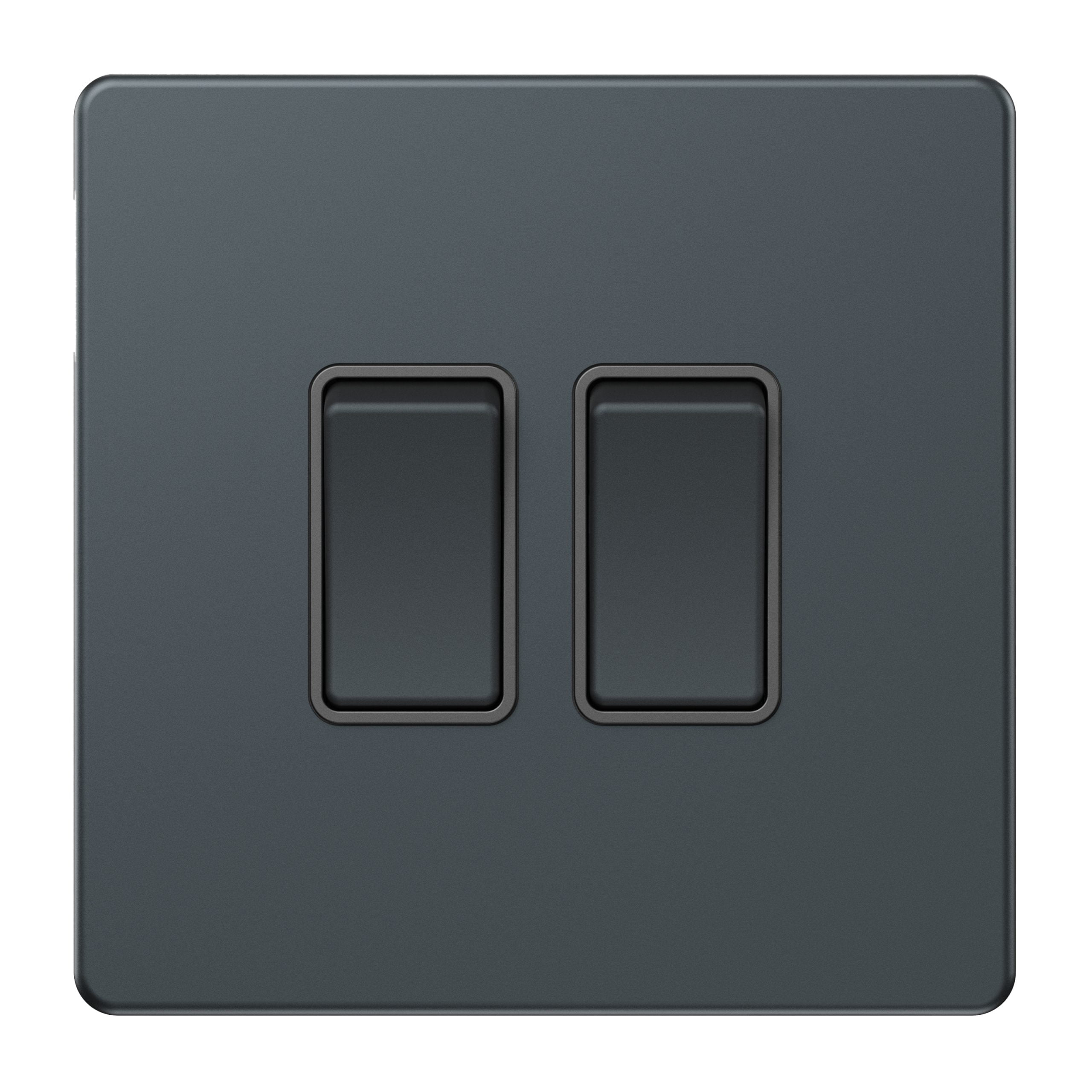 Admore 2 Gang 2 Way Switch — Spruce Blue Metal Series (AS304)