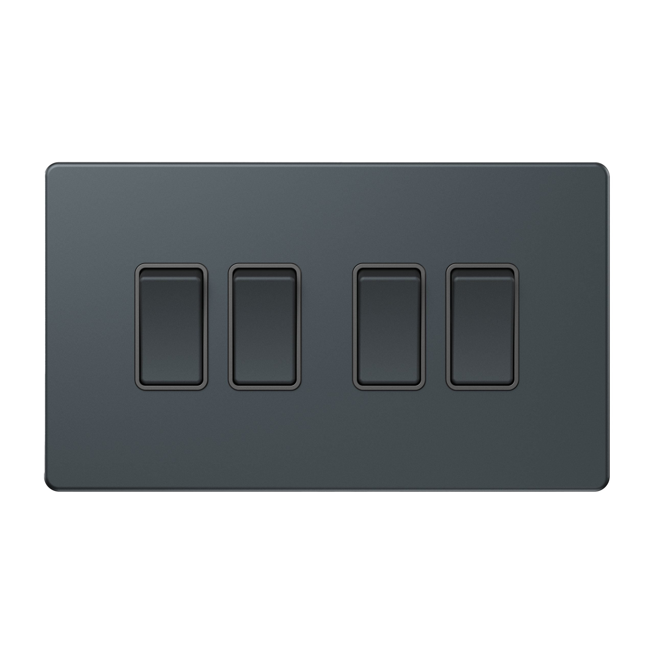 Admore 4 Gang 2 Way Switch (3×6) — Spruce Blue Metal Series (AS308)
