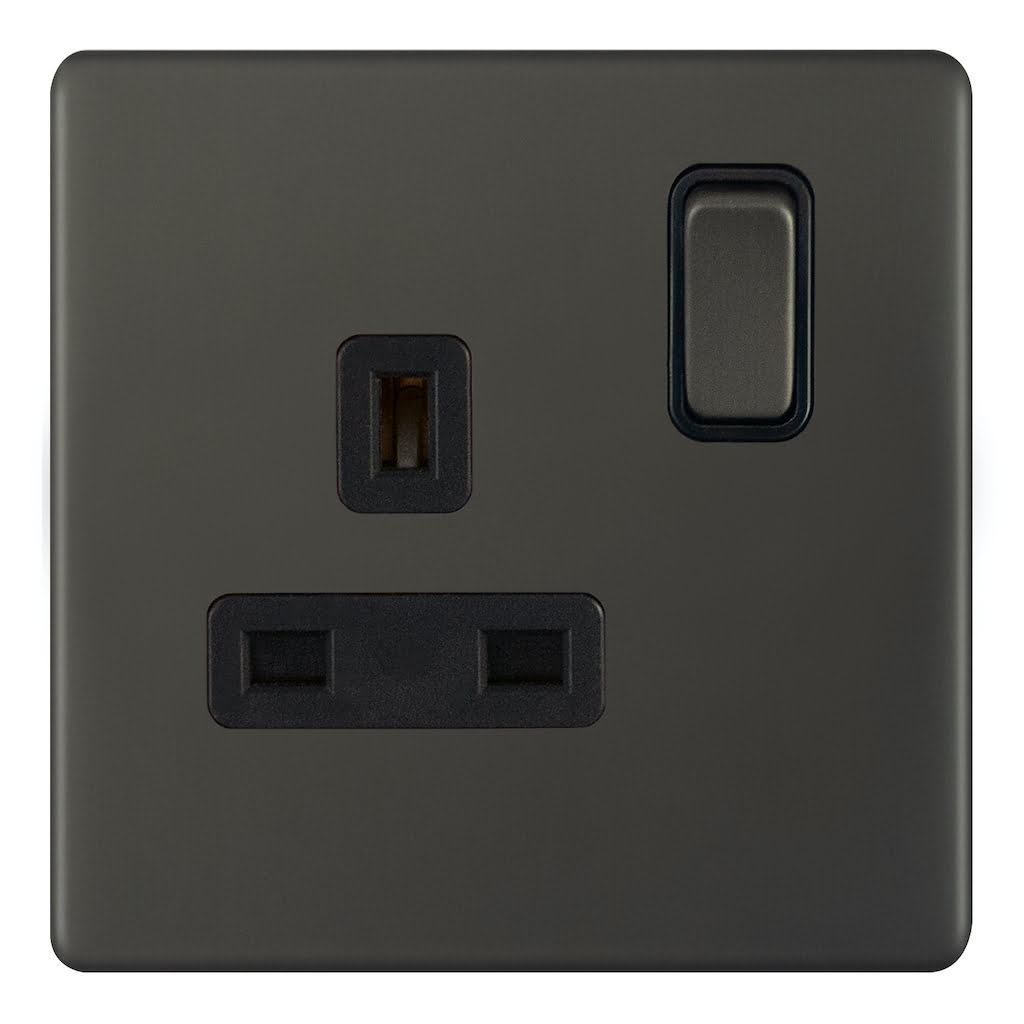 Admore 13A 1 Gang Switched Socket — Umber Metal Series (AU405)