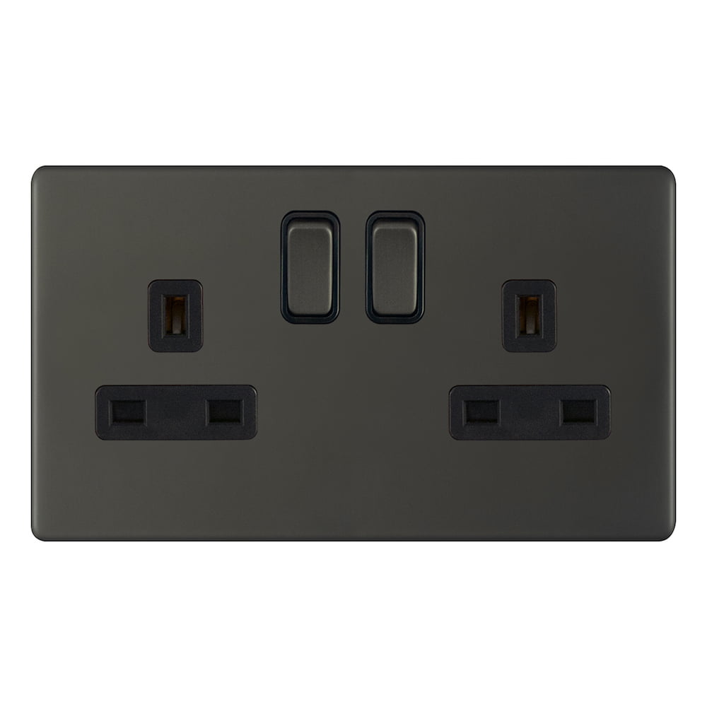 Admore 13A 2 Gang Switched Socket — Umber Metal Series (AU406)