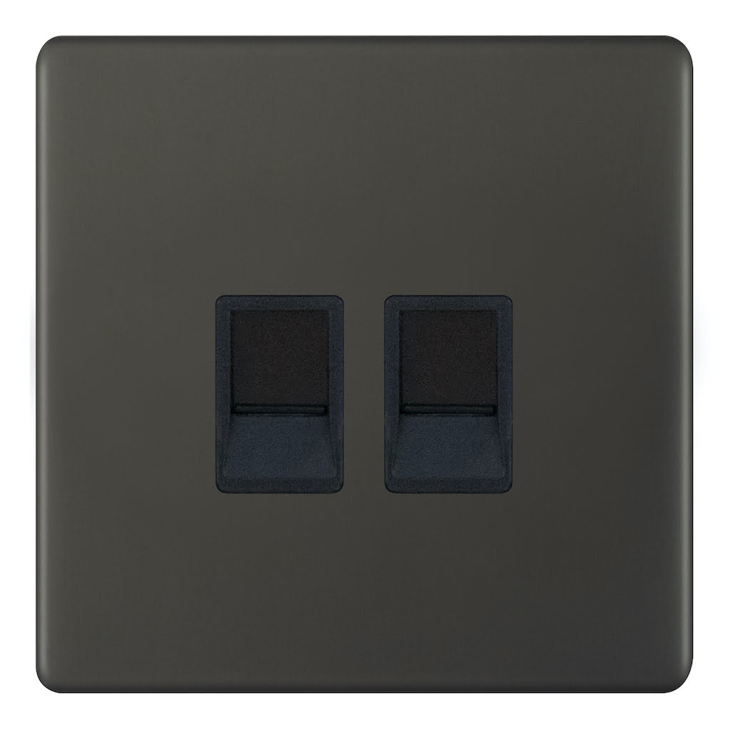 Admore RJ45 2 Gang Cat-6 Data Socket — Umber Metal Series (AU4150)