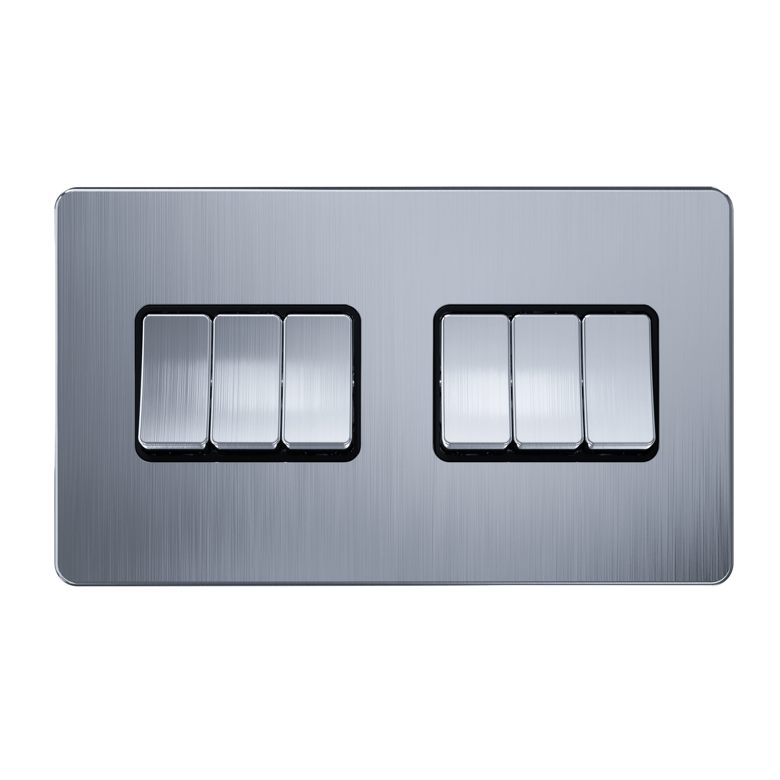 Admore 6 Gang 2 Way Switch (3x6) — Chrome Metal Series (AC310)