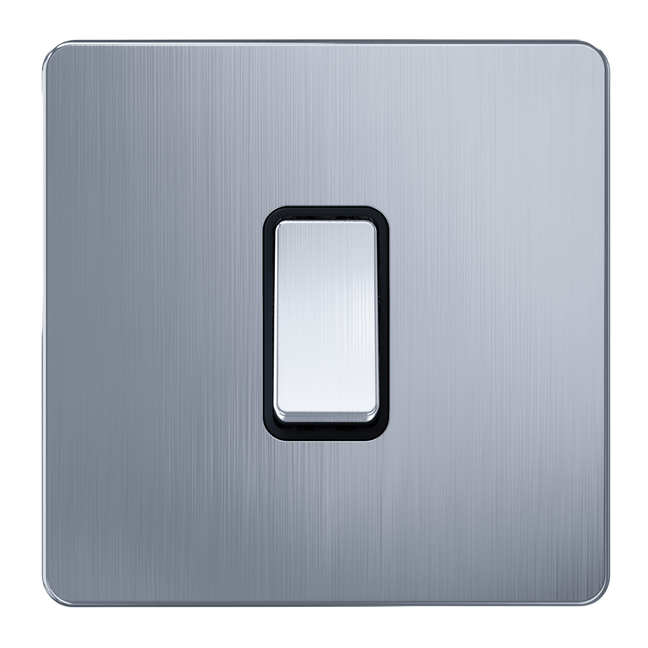 Admore 1 Gang 2 Way 10A Light Switch — Chrome Metal Series, Screwless Flat Plate (AC302)