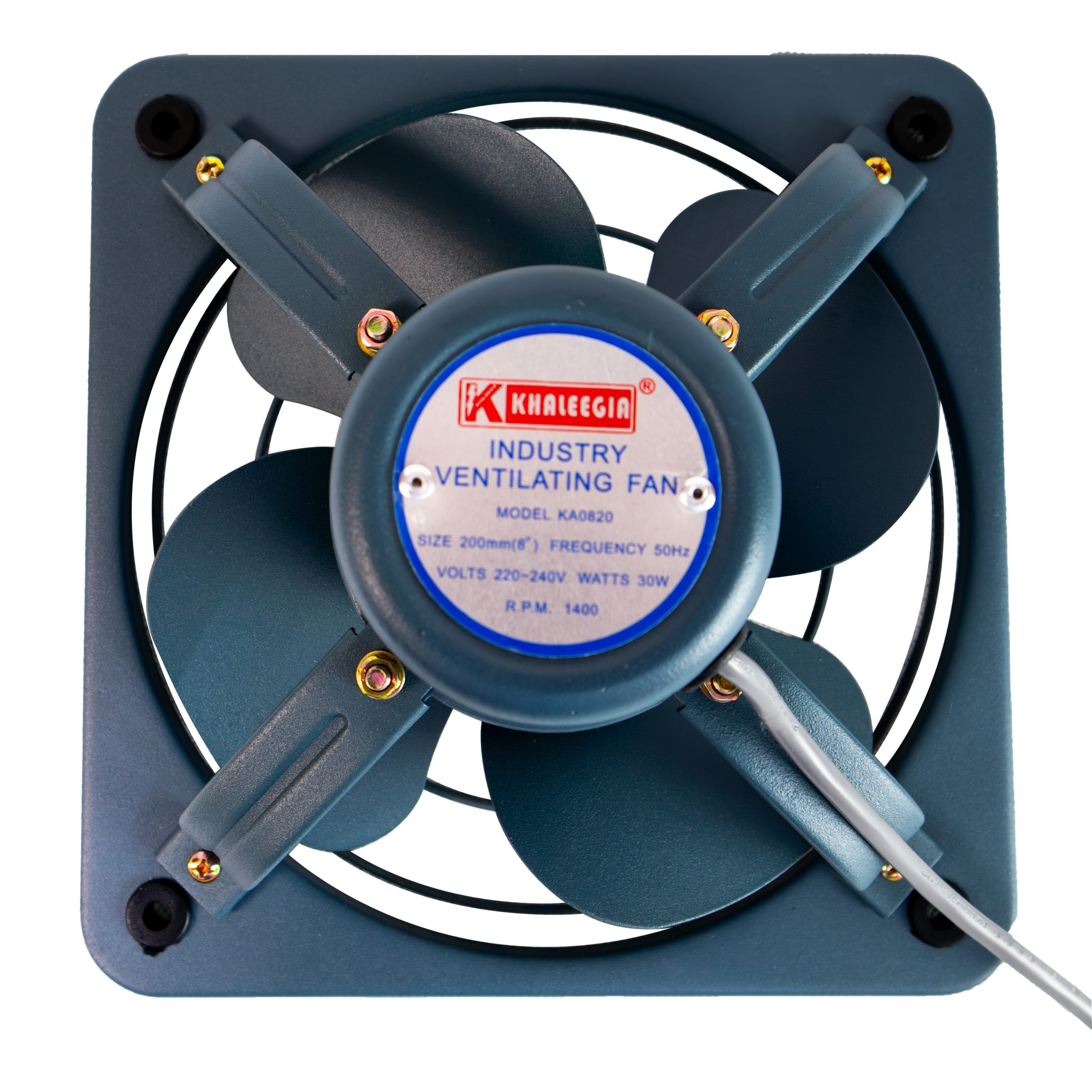 Khaleegia 8" Light Duty Metal Wall Exhaust Fan — Industrial, 175 CFM (KA0820)