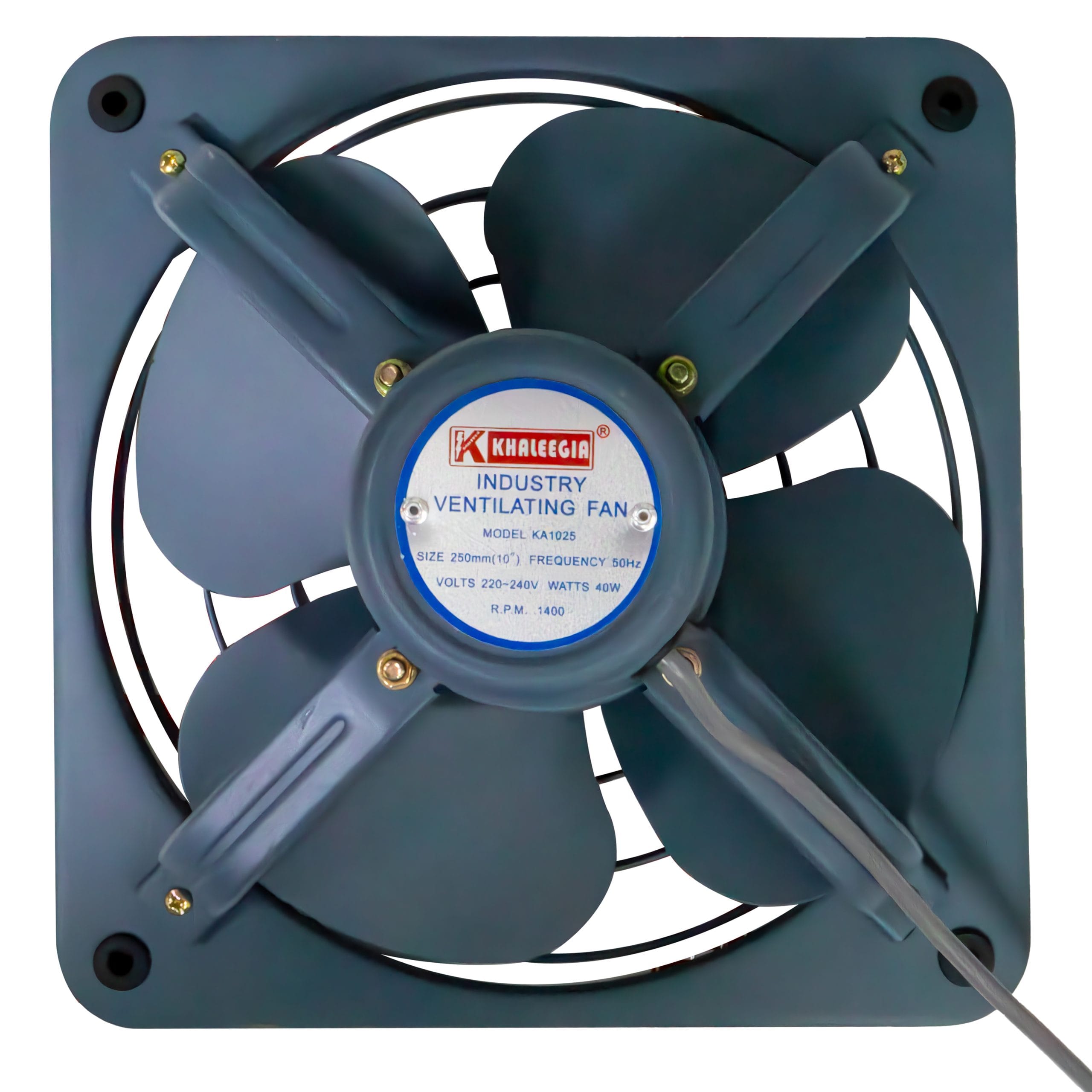 Khaleegia 10" Light Duty Metal Wall Exhaust Fan — Industrial, 430 CFM (KA1025)