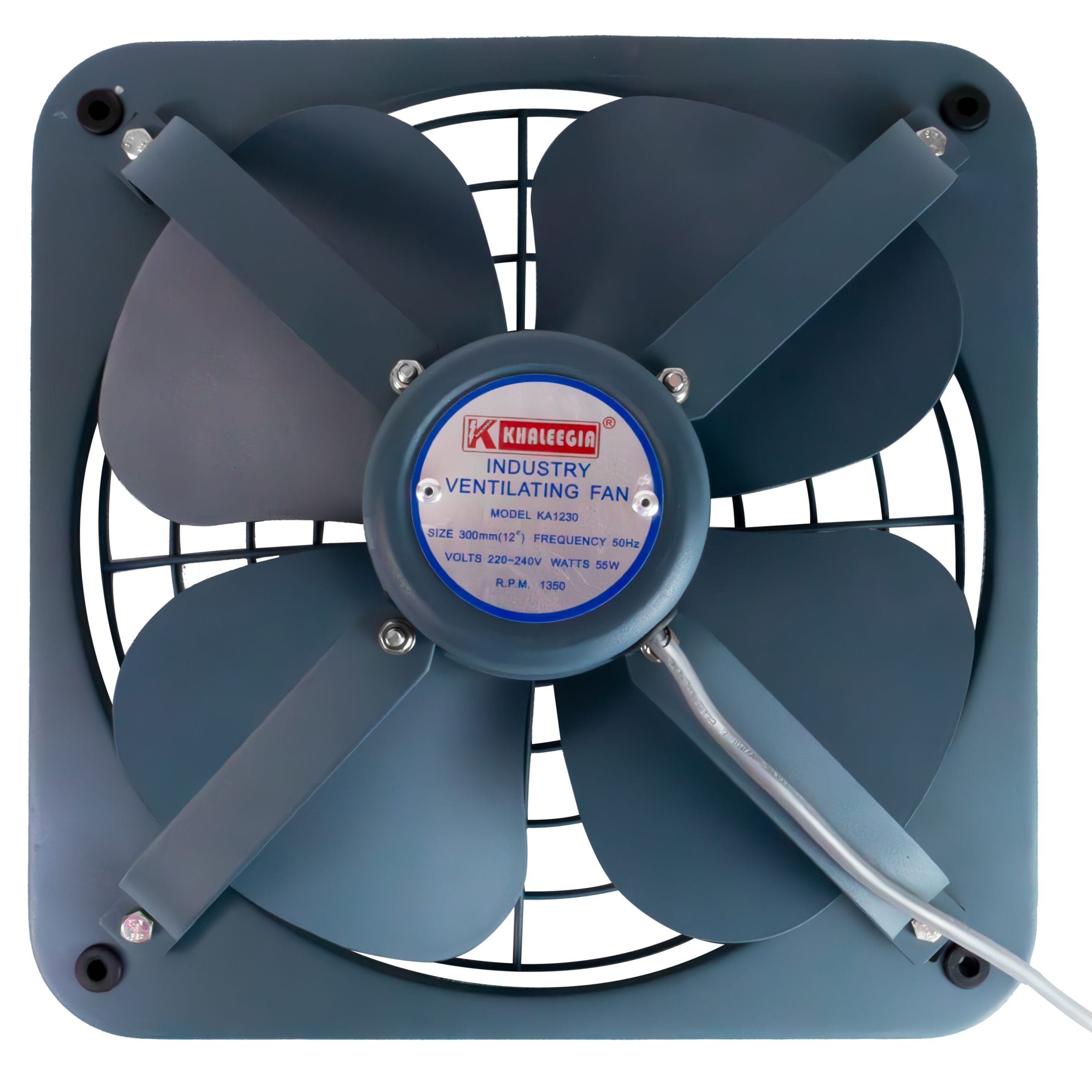 Khaleegia 12" Light Duty Metal Wall Exhaust Fan — Industrial, 600 CFM (KA1230)