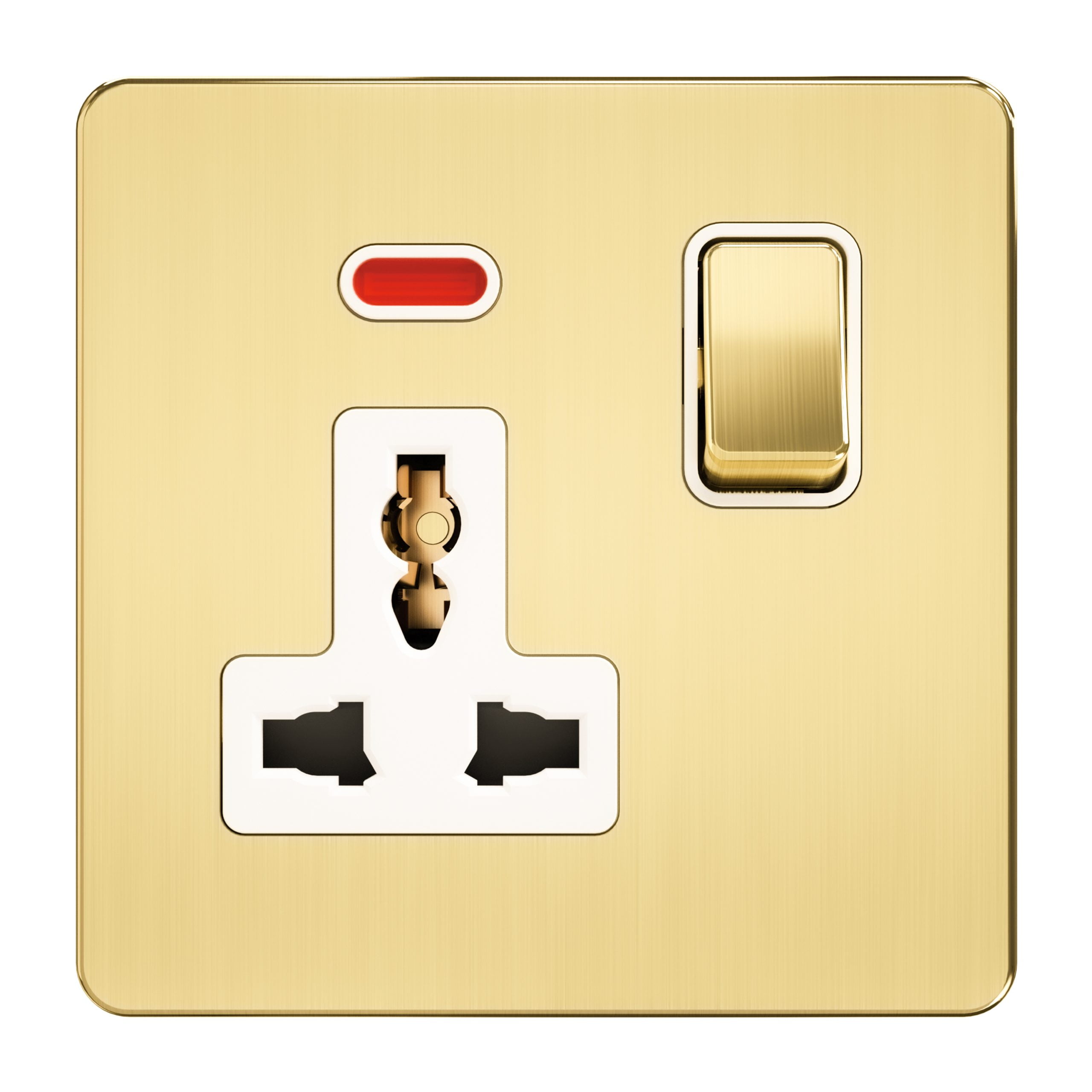 Admore 13A 1 Gang Switched Multi-Function Universal Socket with Neon — Gold Metal Series (A0322)