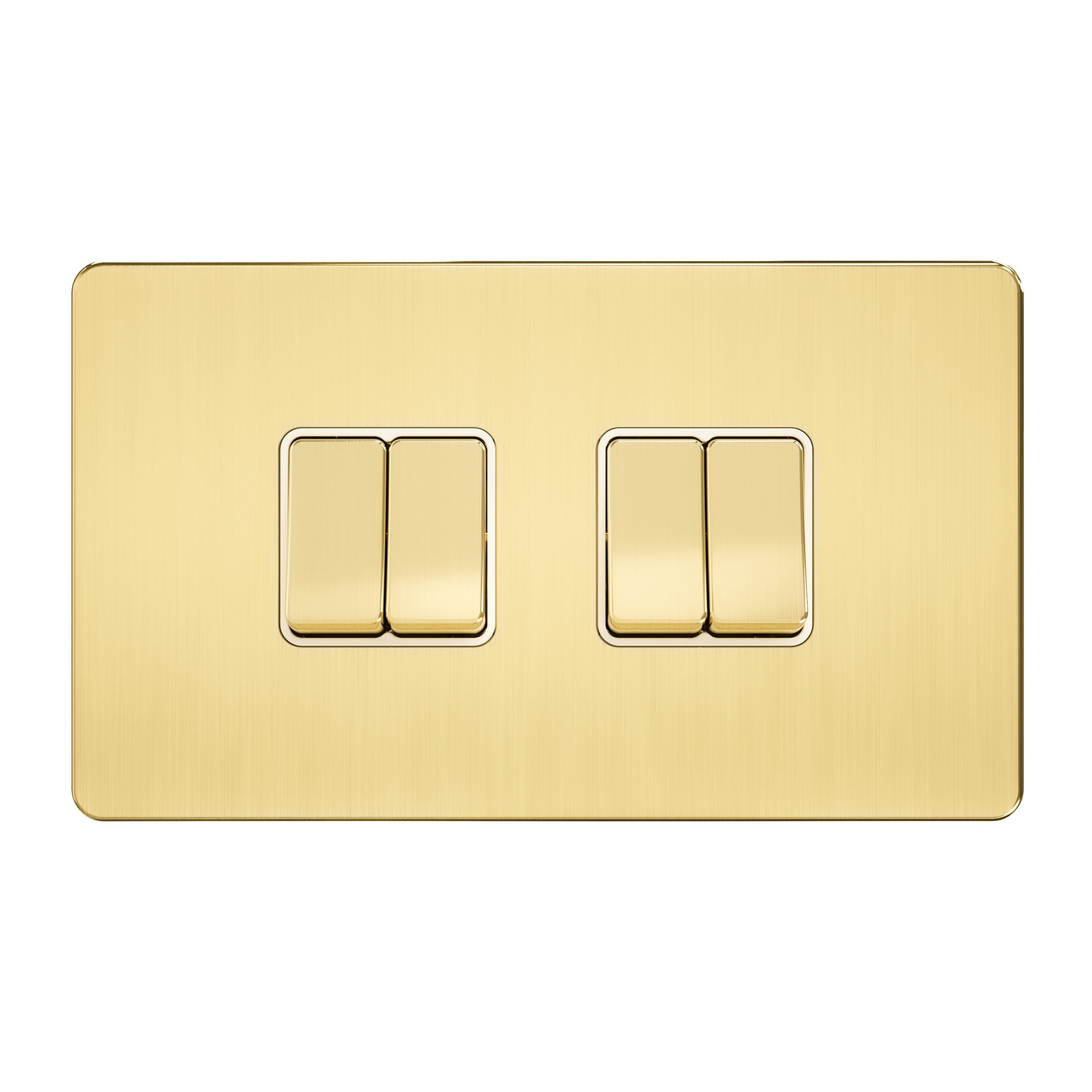 Admore 4 Gang 2 Way 10A Light Switch — Gold Metal Series, Wide 2-Module (3x6) Plate (A308)