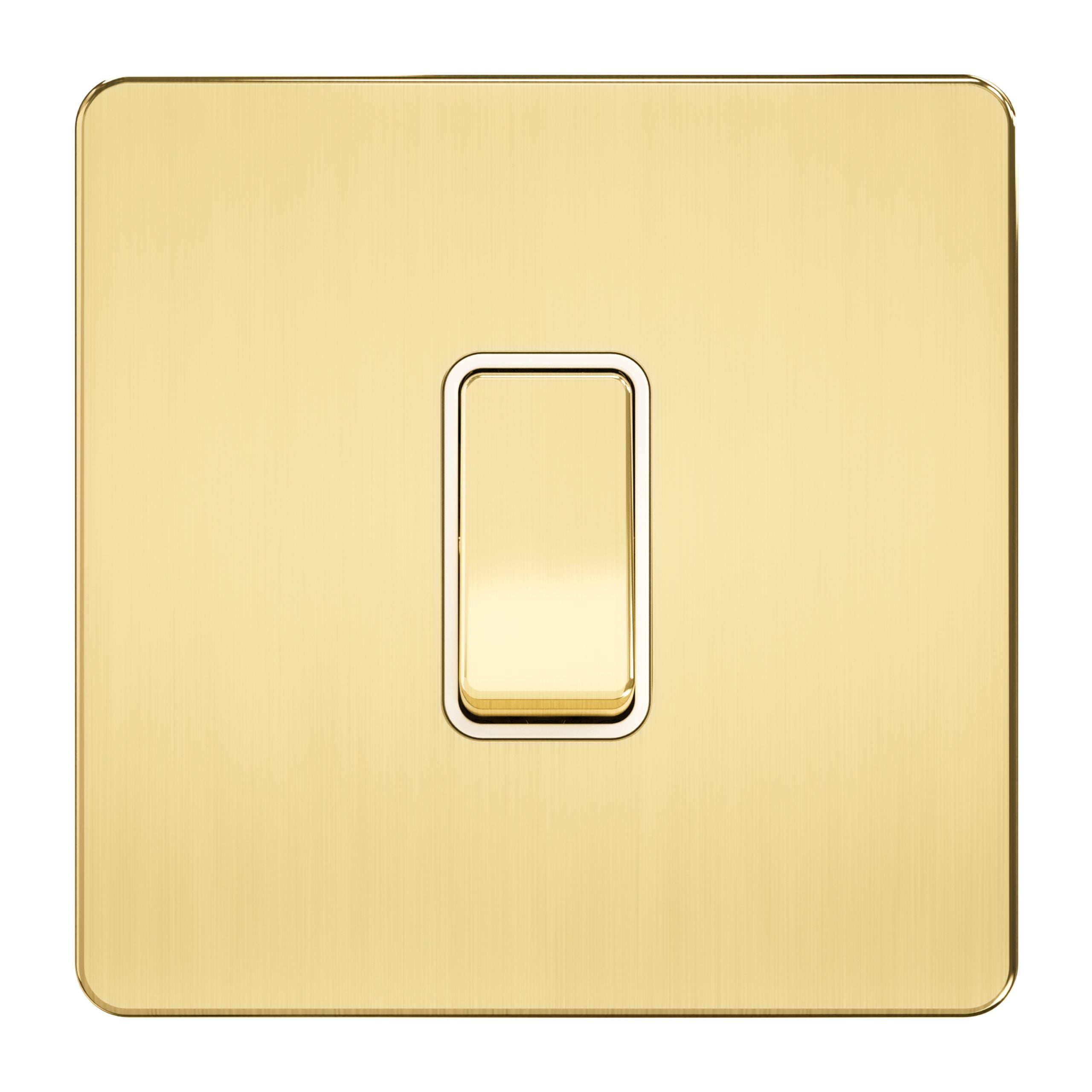 Admore 1 Gang 2 Way 10A Light Switch — Gold Metal Series, Screwless Flat Plate (A302)