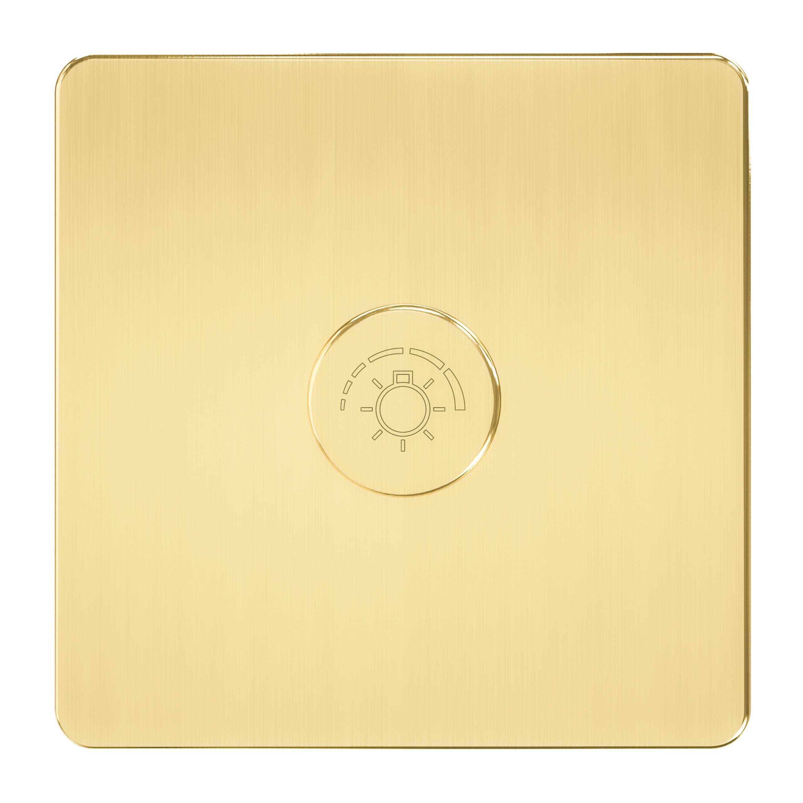 Admore 500W Rotary Light Dimmer Switch — 1 Gang, Gold Metal Series, Screwless Flat Plate (A500DM)