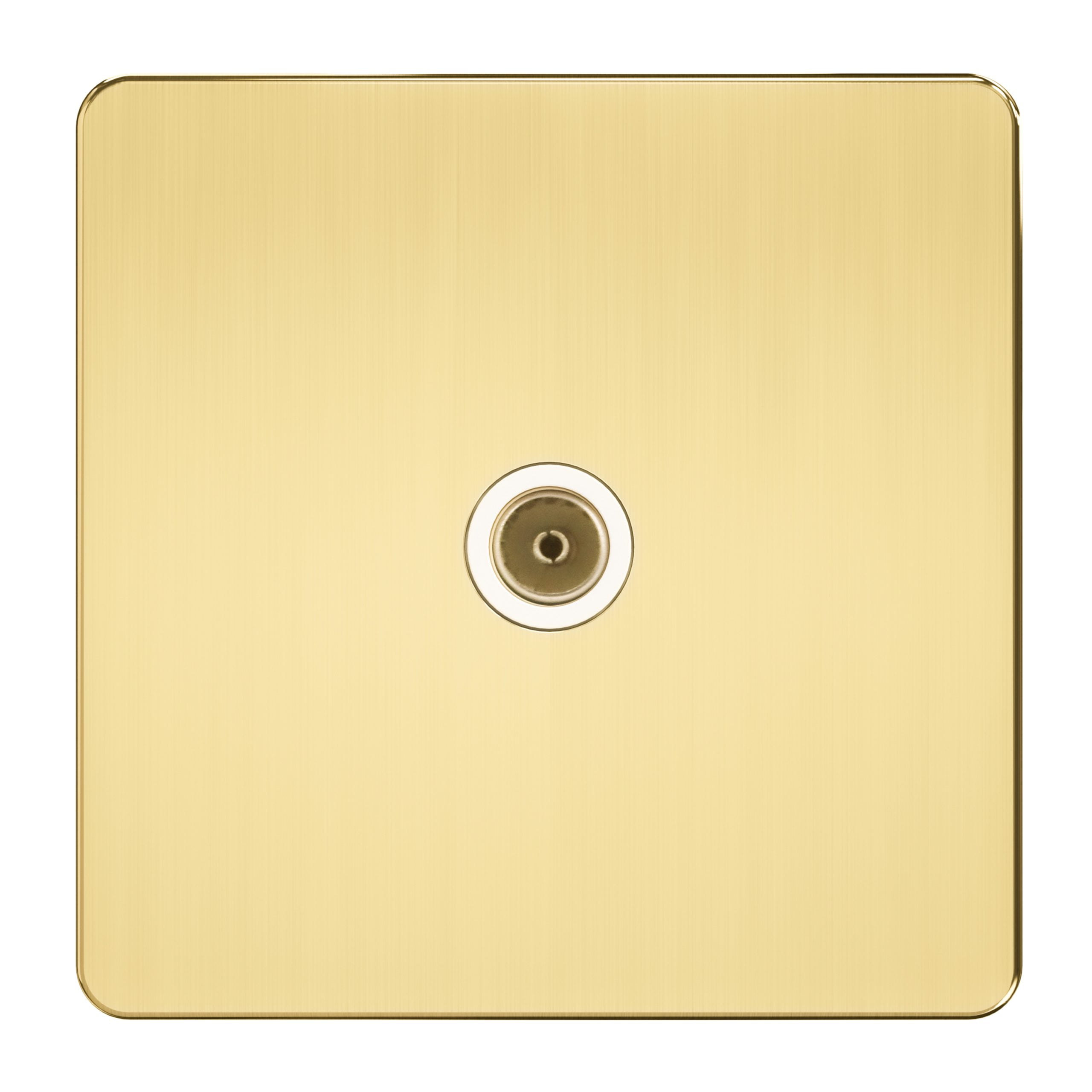 Admore TV Coaxial Socket — Female F-Type / IEC, Gold Metal Series, Screwless Flat Plate (A432)