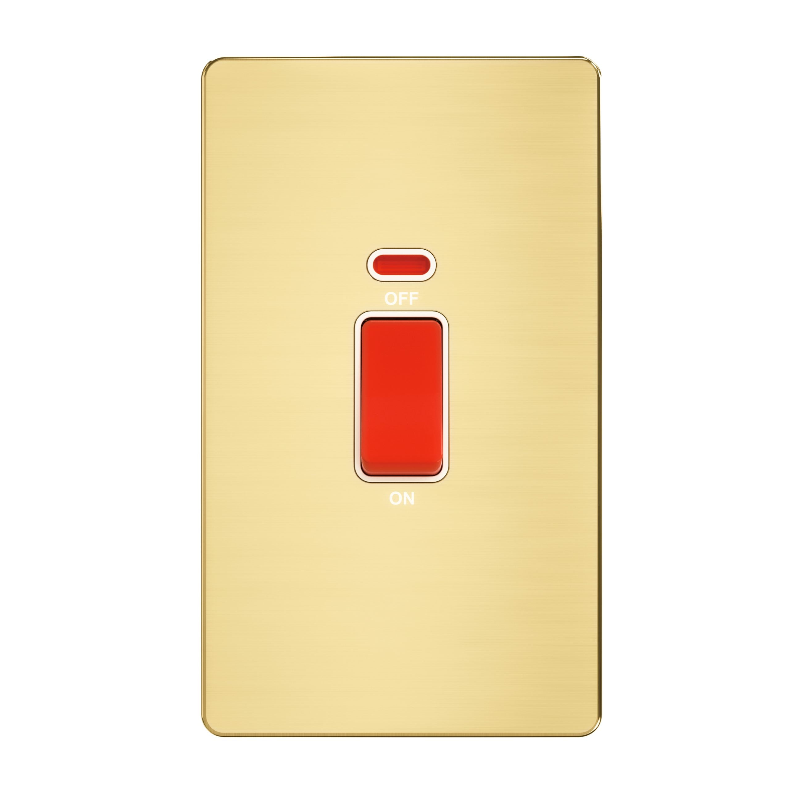 Admore 45A DP Switch with Neon — 3x6 Tall Module Faceplate, Gold Metal Series (A329)