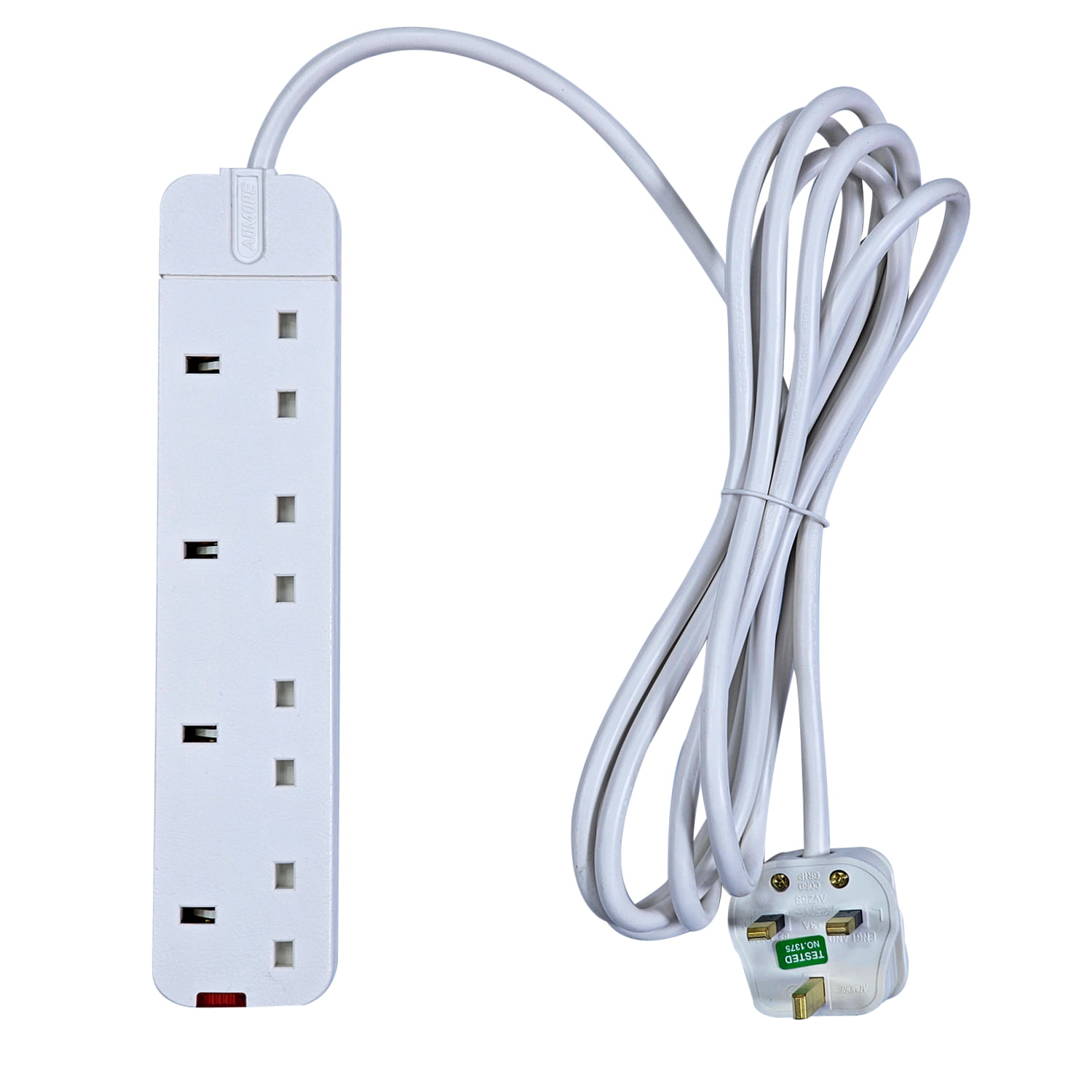 Admore 4 Gang 13A Slim Switched Socket Extension with 3 m Cable (SB01177)