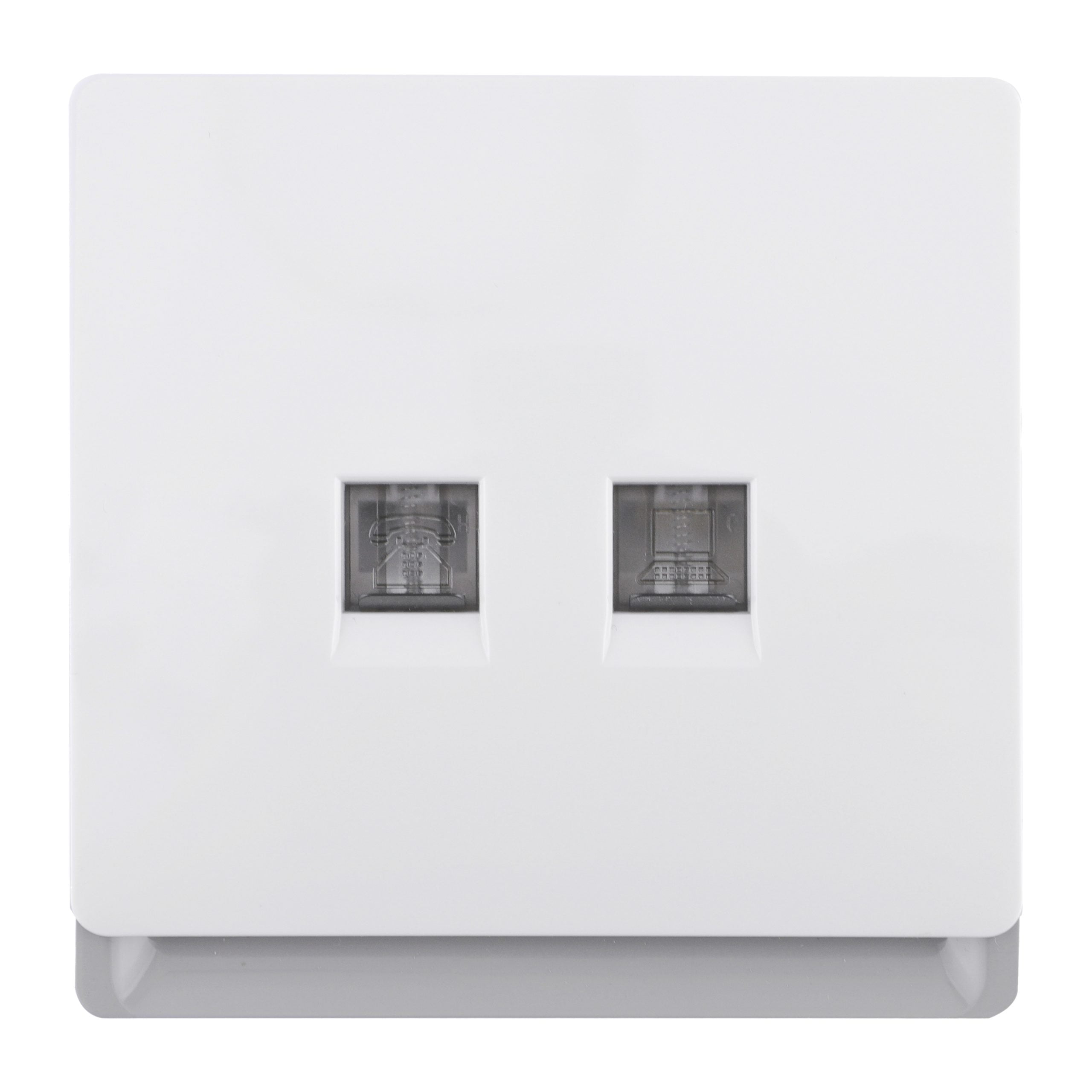 Admore RJ45 2 Gang Cat-6 Data Socket — PC Royal Series White (P-R350)