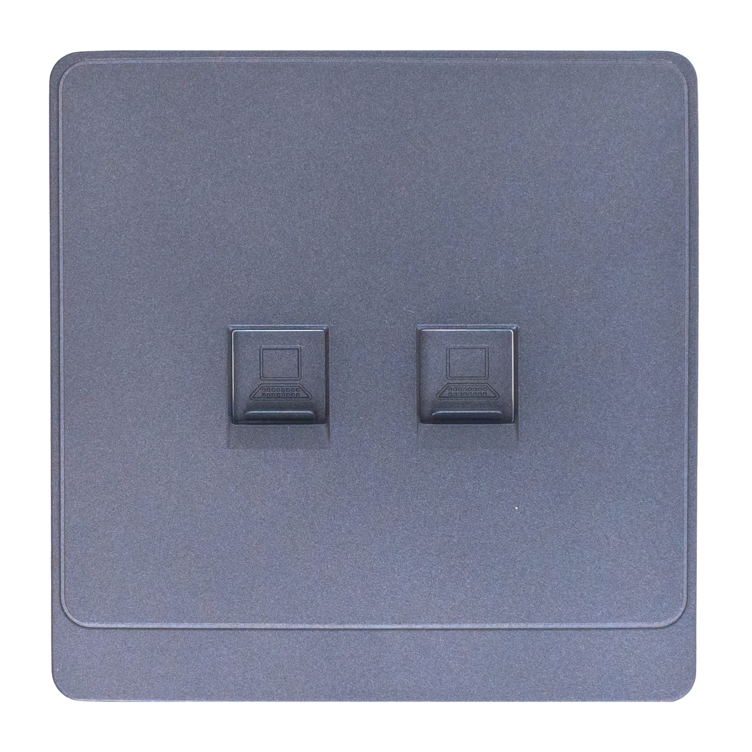 Admore RJ45 2 Gang Cat-6 Data Socket — PC Classic Range Grey (P-S350)