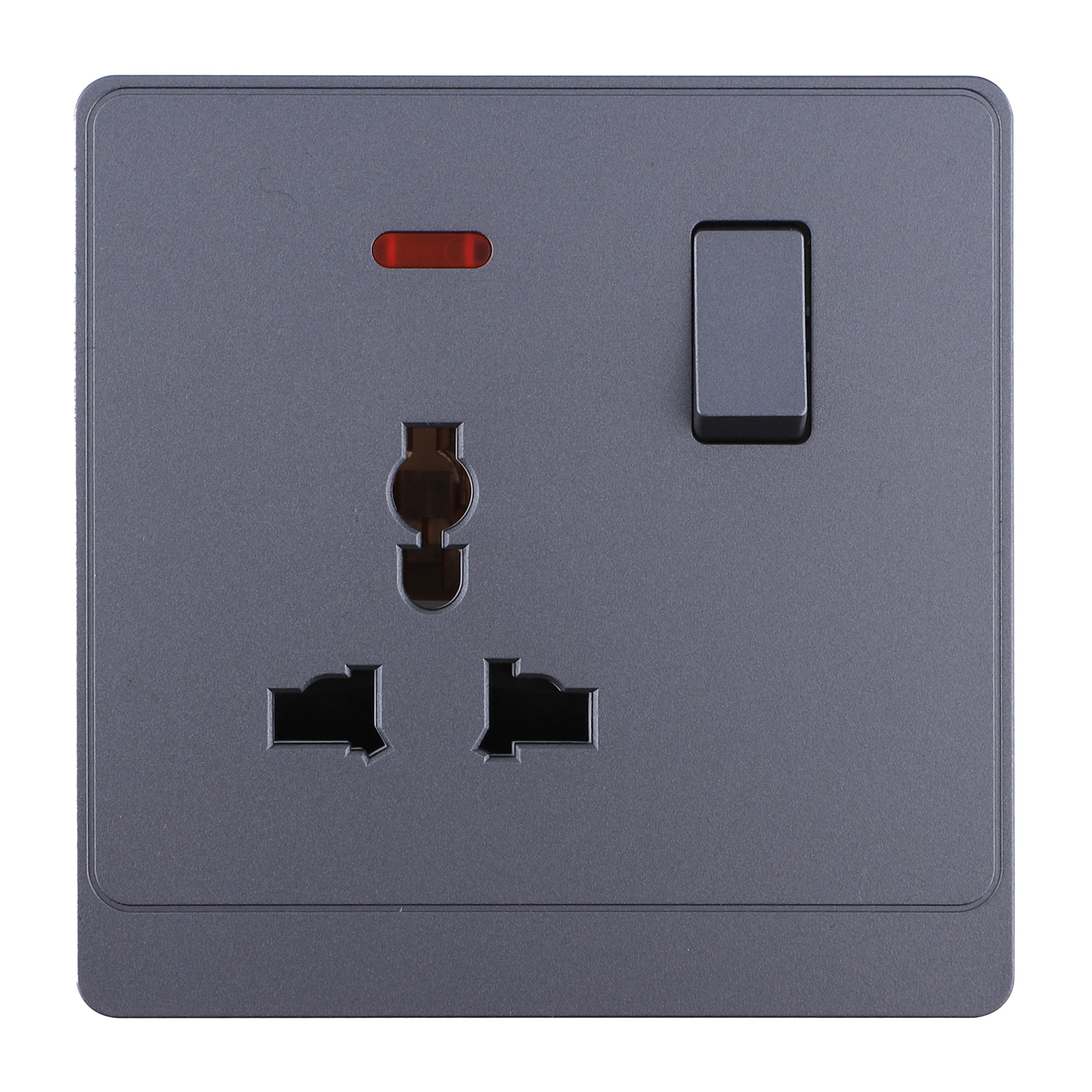 Admore 1 Gang Universal Socket — PC Classic Range Grey (P-S422)