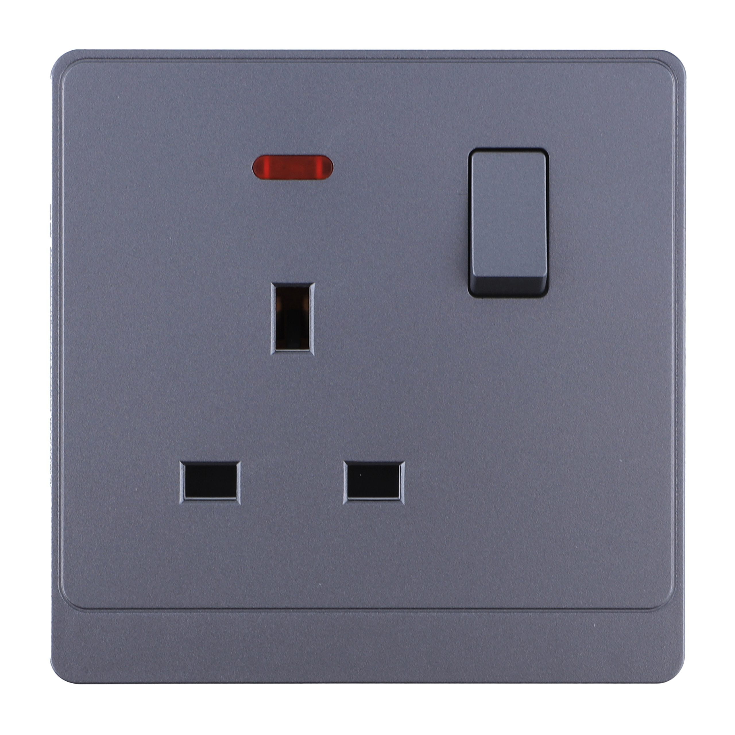 Admore 13A 1 Gang Switched Socket — PC Classic Range Grey (P-S405)