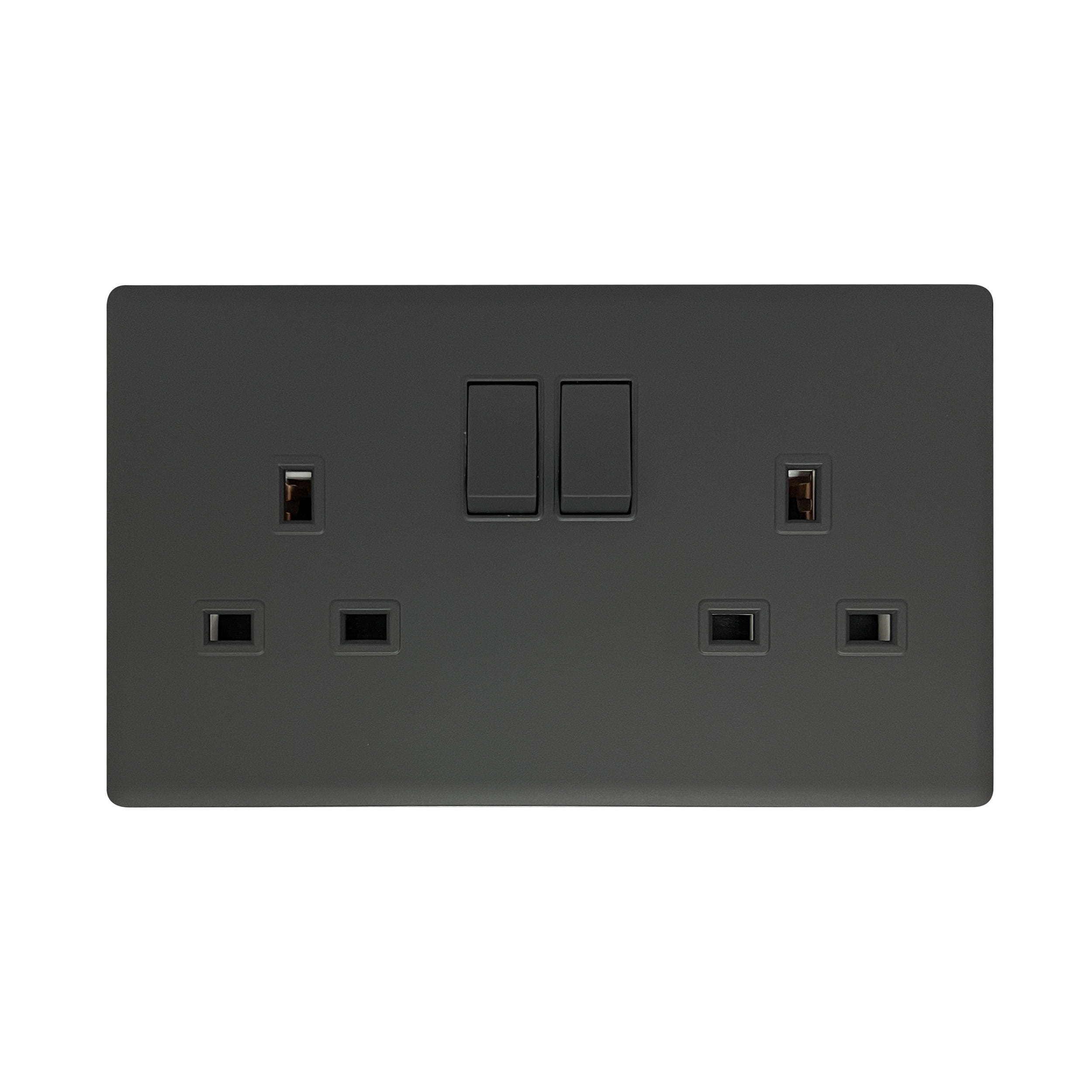 Admore 13A 2 Gang Switched Socket — Elegant Soft Touch Grey (SB406)